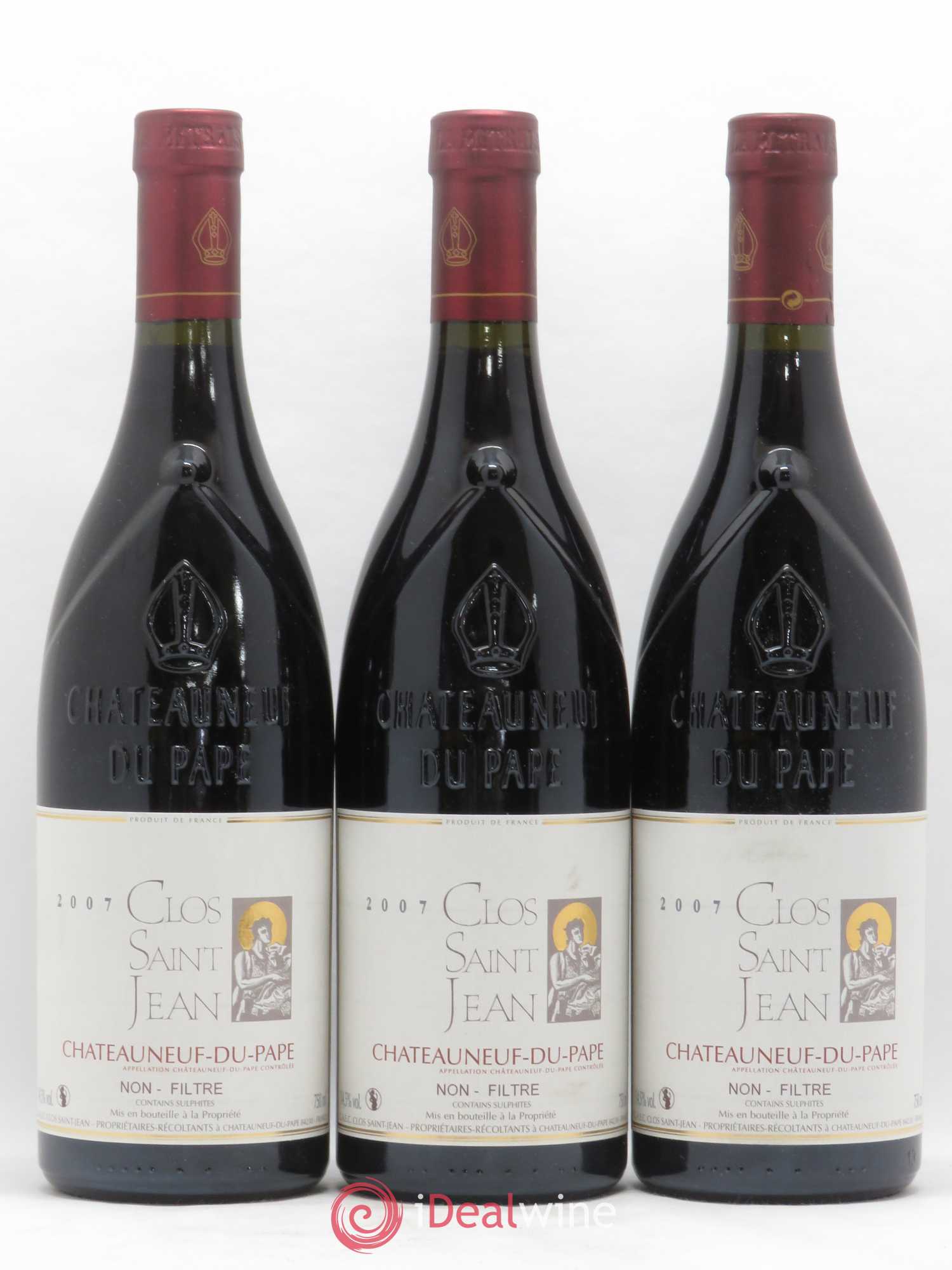 Châteauneuf-du-Pape Clos Saint-Jean Pascal et Vincent Maurel 2007 - Lot de 3 bouteilles - 0