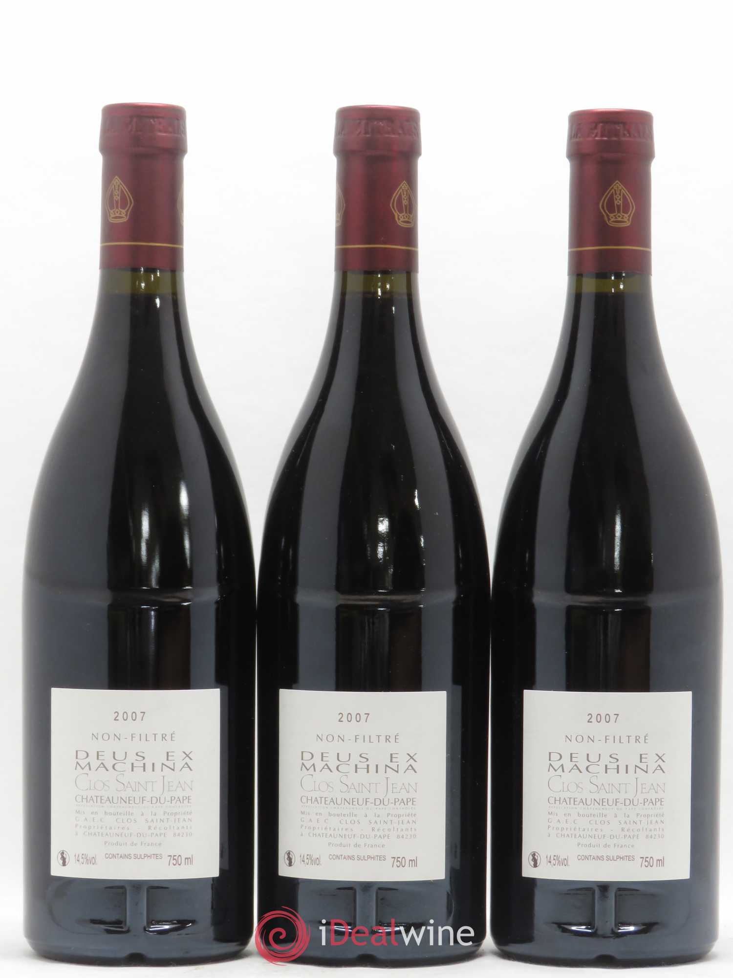 Châteauneuf-du-Pape Clos Saint-Jean Deus Ex Machina Pascal et Vincent Maurel 2007 - Lot de 3 bouteilles - 1