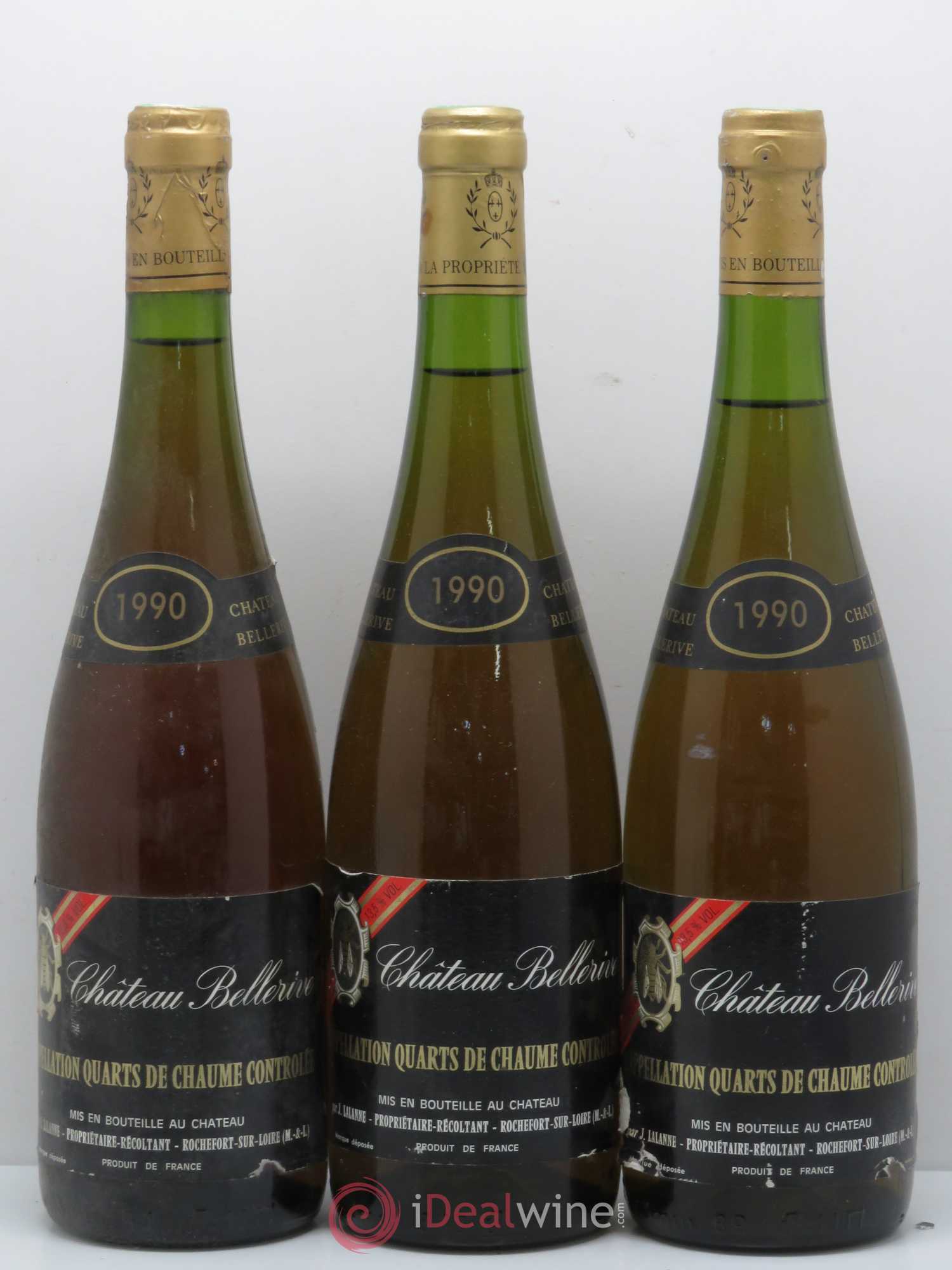 Quarts de Chaume Château Bellerive 1990 - Lotto di 3 bottiglie - 0