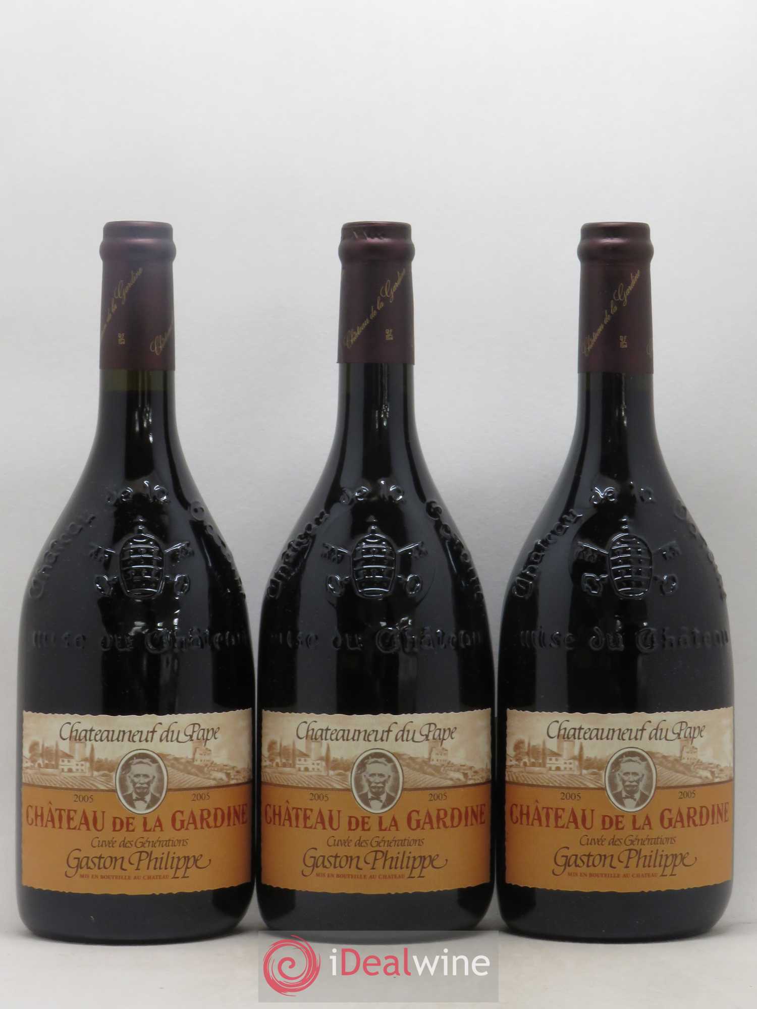 Châteauneuf-du-Pape Château de La Gardine Cuvée des Générations Gaston Philippe Famille Brunel Gaston Philippe 2005 - Lot de 6 bouteilles - 1