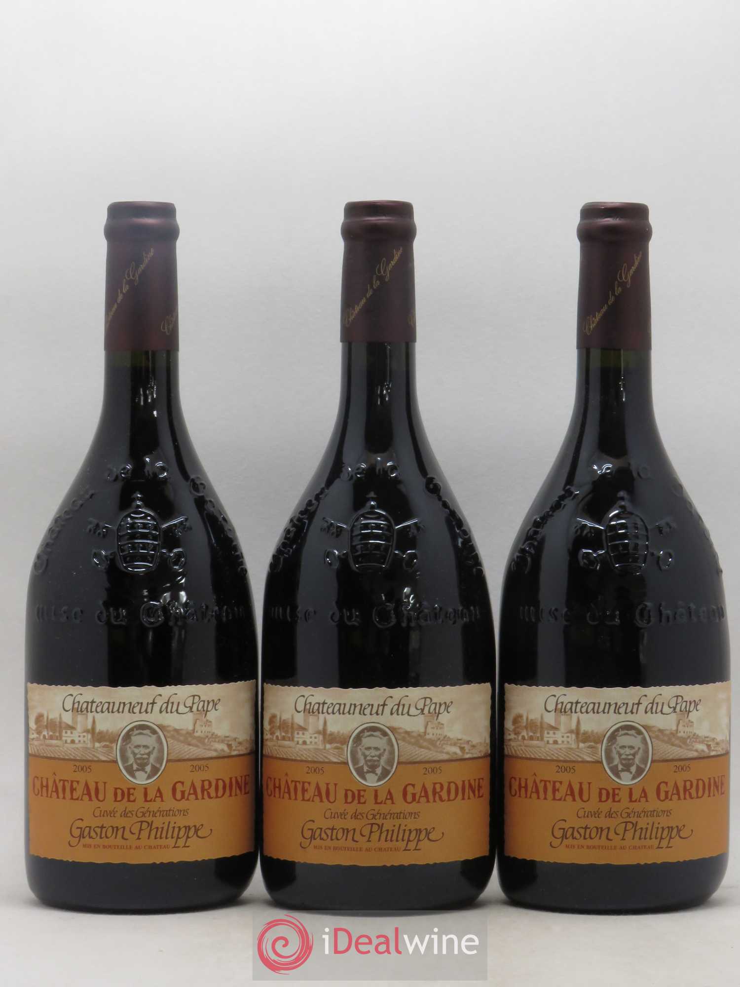 Châteauneuf-du-Pape Château de La Gardine Cuvée des Générations Gaston Philippe Famille Brunel Gaston Philippe 2005 - Lot de 6 bouteilles - 1