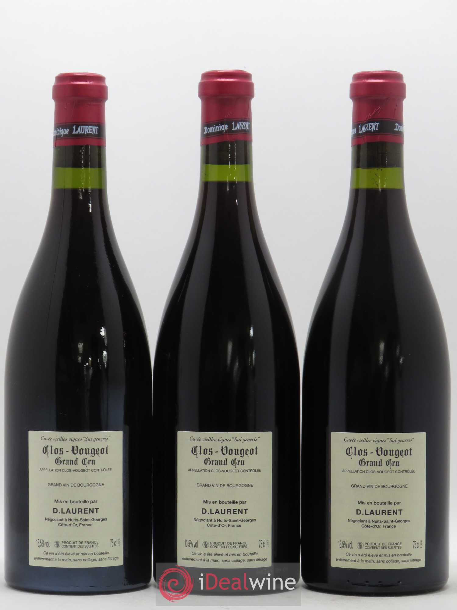 Clos de Vougeot Grand Cru Vieilles vignes Sui Generis Dominique Laurent 2005 - Lot de 3 bouteilles - 1