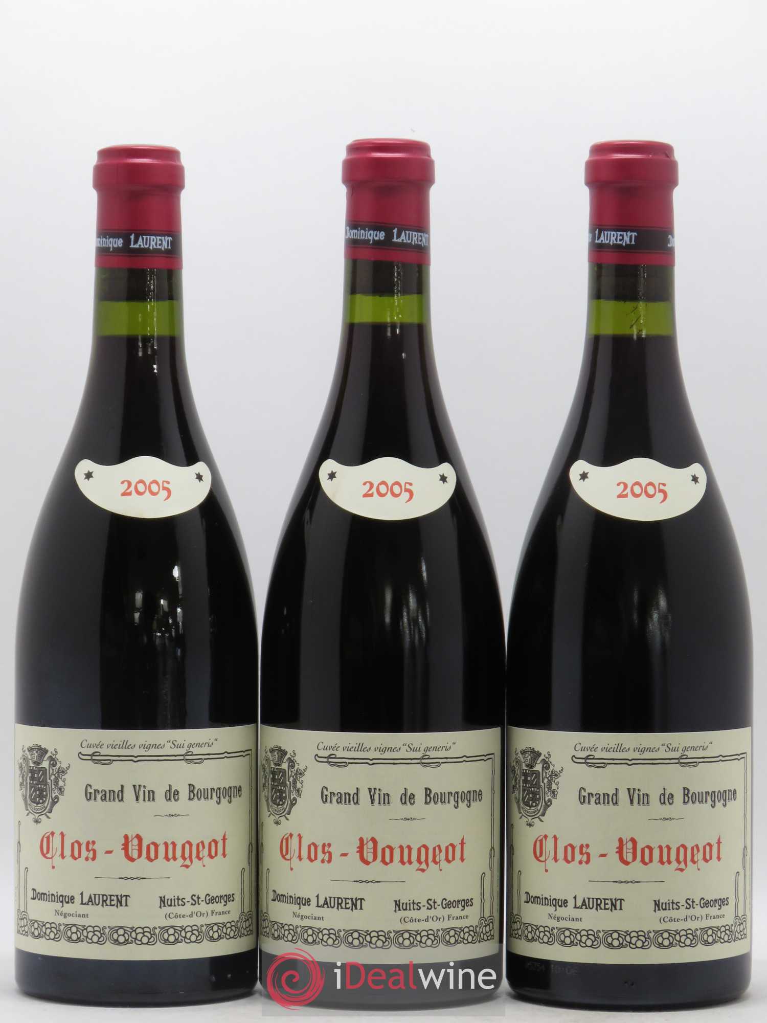 Clos de Vougeot Grand Cru Vieilles vignes Sui Generis Dominique Laurent 2005 - Lot de 3 bouteilles - 0