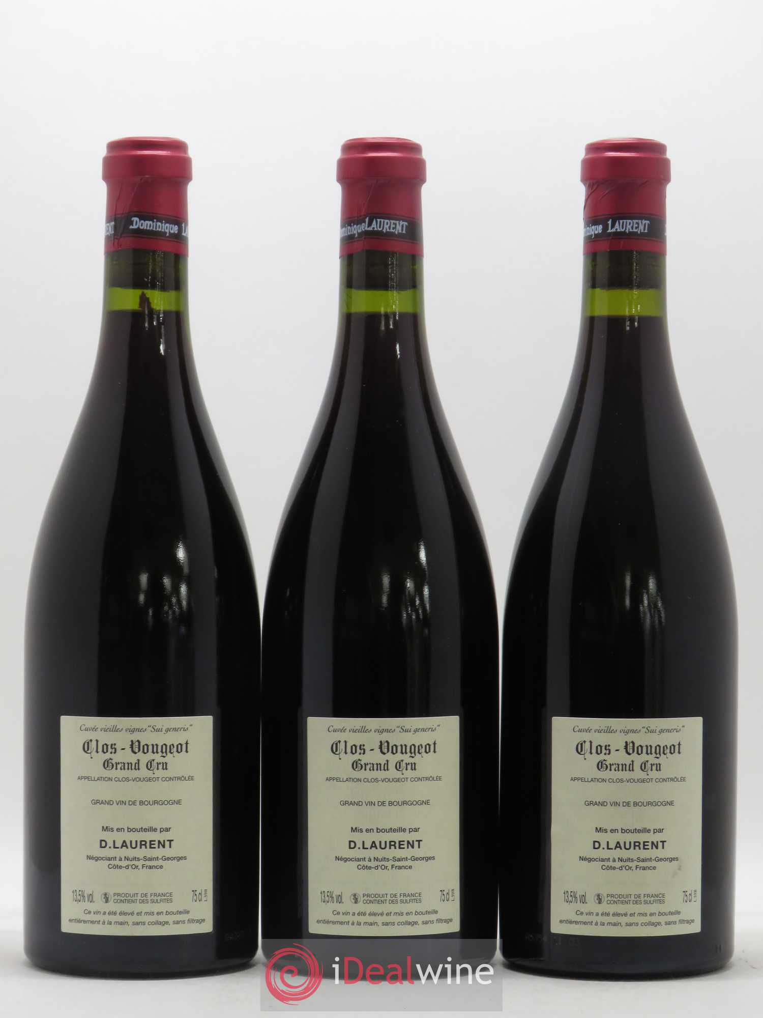 Clos de Vougeot Grand Cru Vieilles vignes Sui Generis Dominique Laurent 2005 - Lot de 3 bouteilles - 1