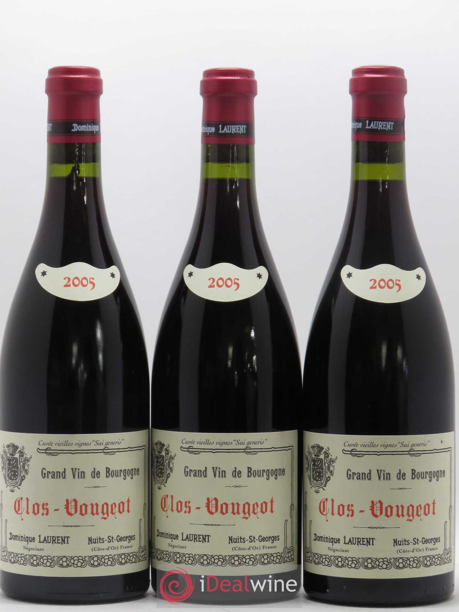 Clos de Vougeot Grand Cru Vieilles vignes Sui Generis Dominique Laurent 2005 - Lot de 3 bouteilles - 0