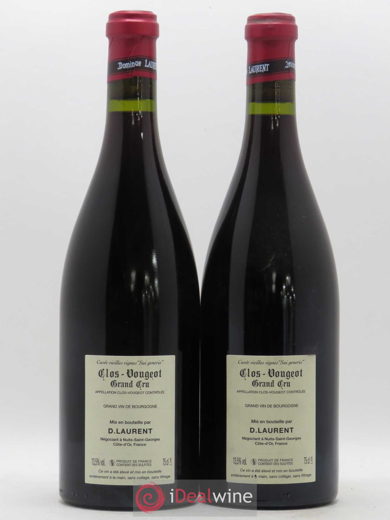 Clos de Vougeot Grand Cru Vieilles vignes Sui Generis Dominique Laurent 2005 - Lot de 2 bouteilles - 1