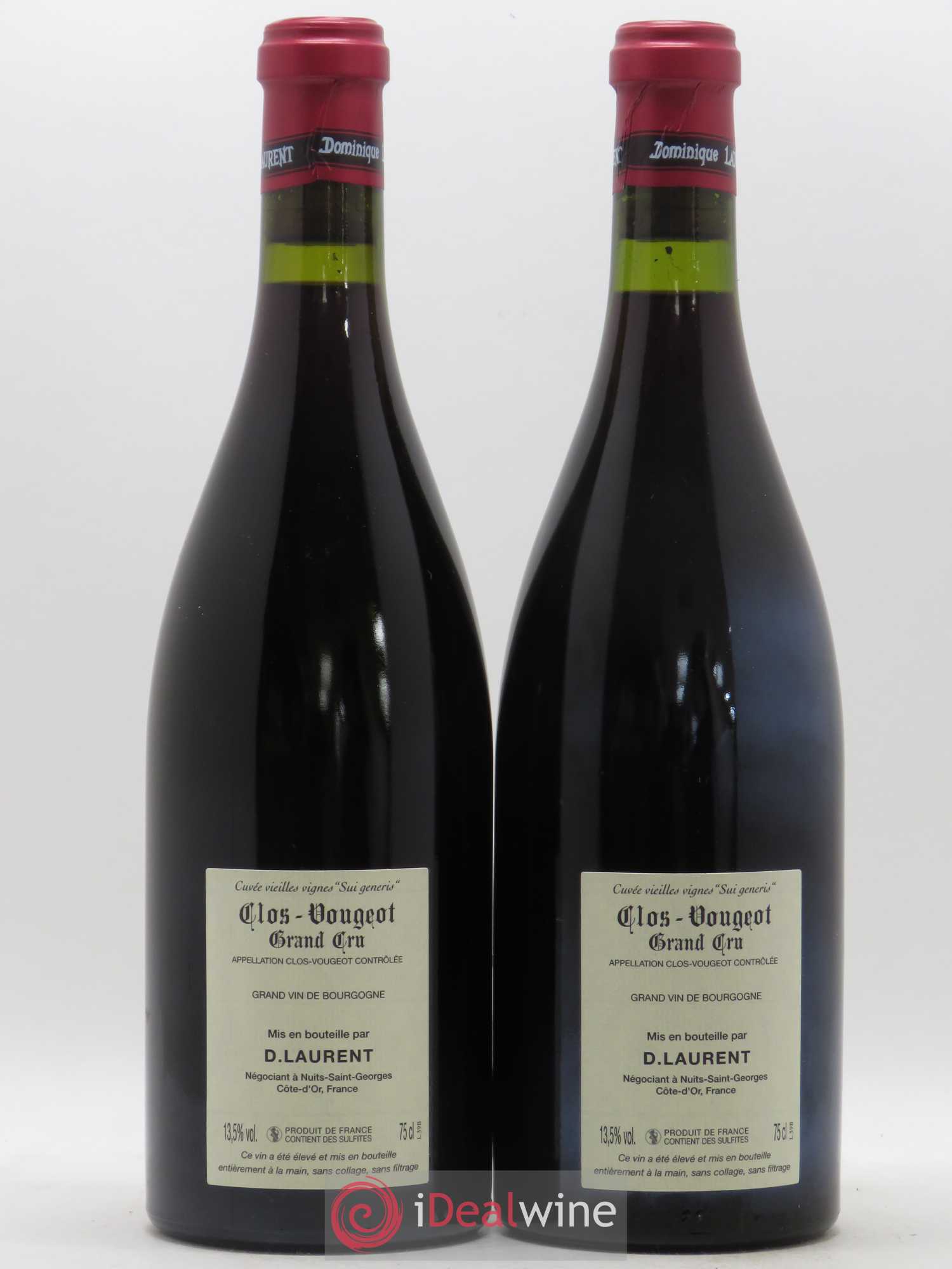 Clos de Vougeot Grand Cru Vieilles vignes Sui Generis Dominique Laurent 2005 - Lot de 2 bouteilles - 1