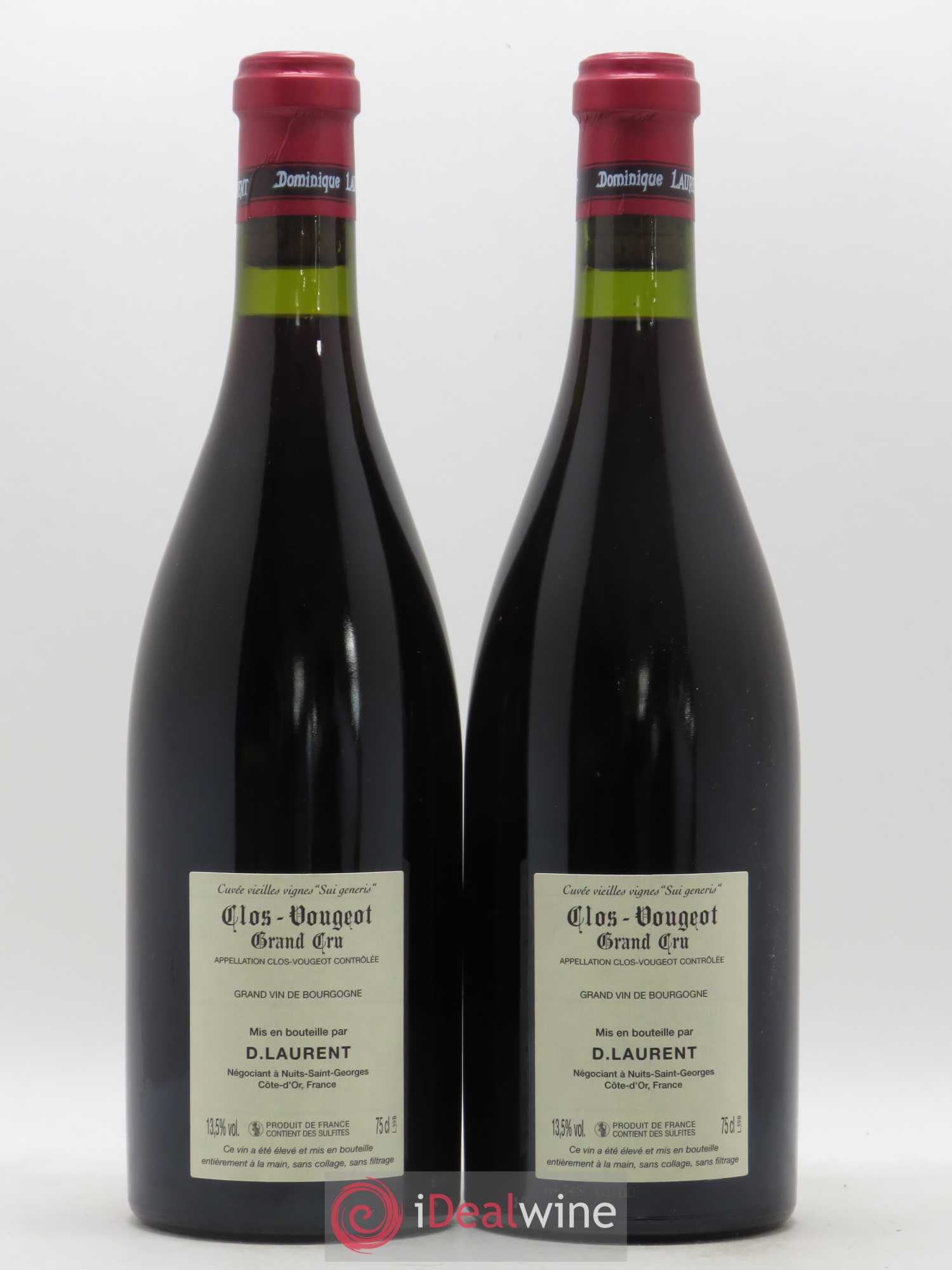 Clos de Vougeot Grand Cru Vieilles vignes Sui Generis Dominique Laurent 2005 - Lot de 2 bouteilles - 1