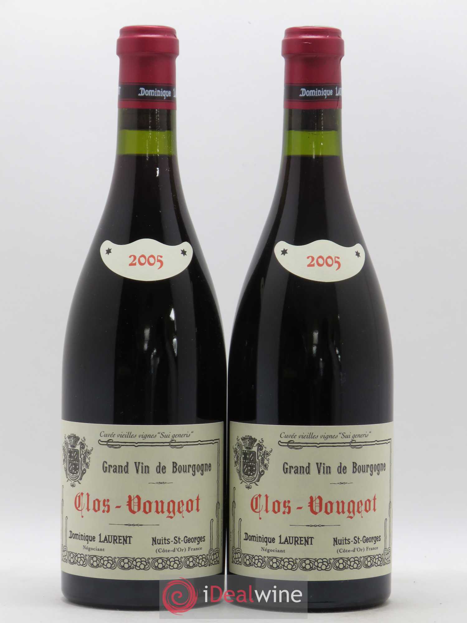 Clos de Vougeot Grand Cru Vieilles vignes Sui Generis Dominique Laurent 2005 - Lot de 2 bouteilles - 0