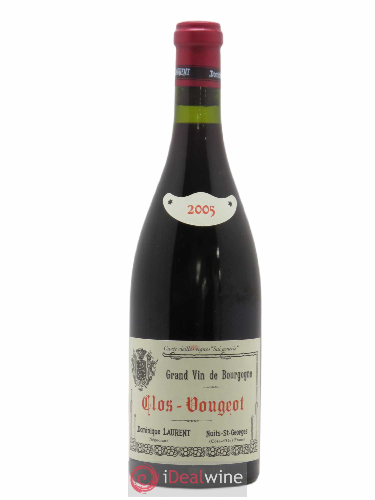 Clos de Vougeot Grand Cru Vieilles vignes Sui Generis Dominique Laurent 2005 - Lot de 1 bouteille - 0