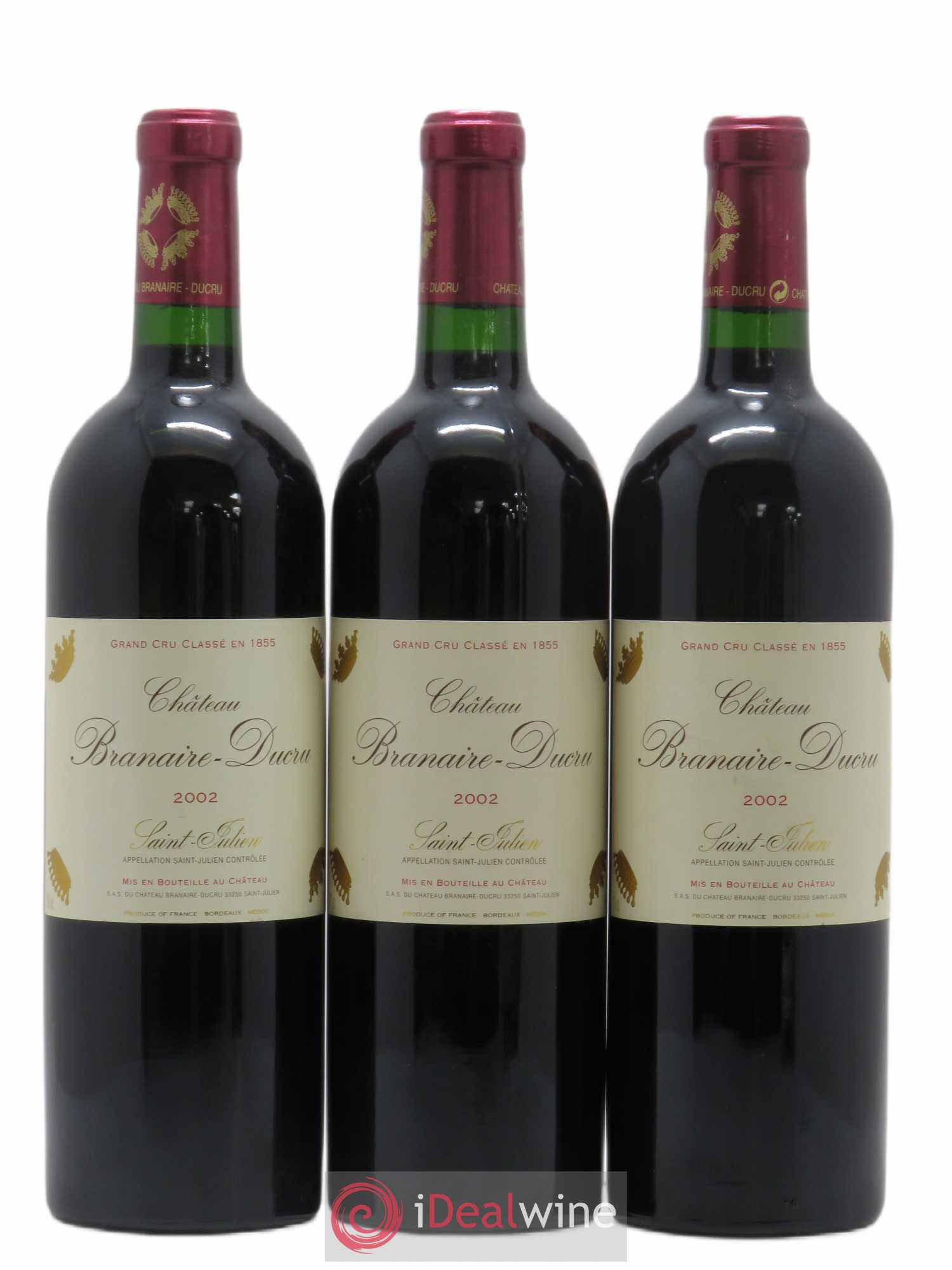 Château Branaire Ducru 4ème Grand Cru Classé 2002 - Lot de 3 bouteilles - 0