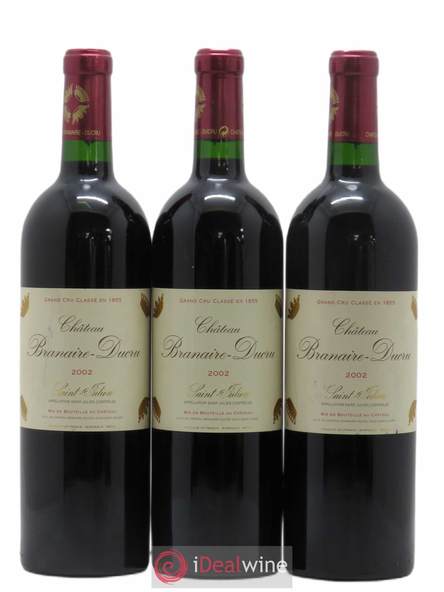 Château Branaire Ducru 4ème Grand Cru Classé 2002 - Lot de 3 bouteilles - 0