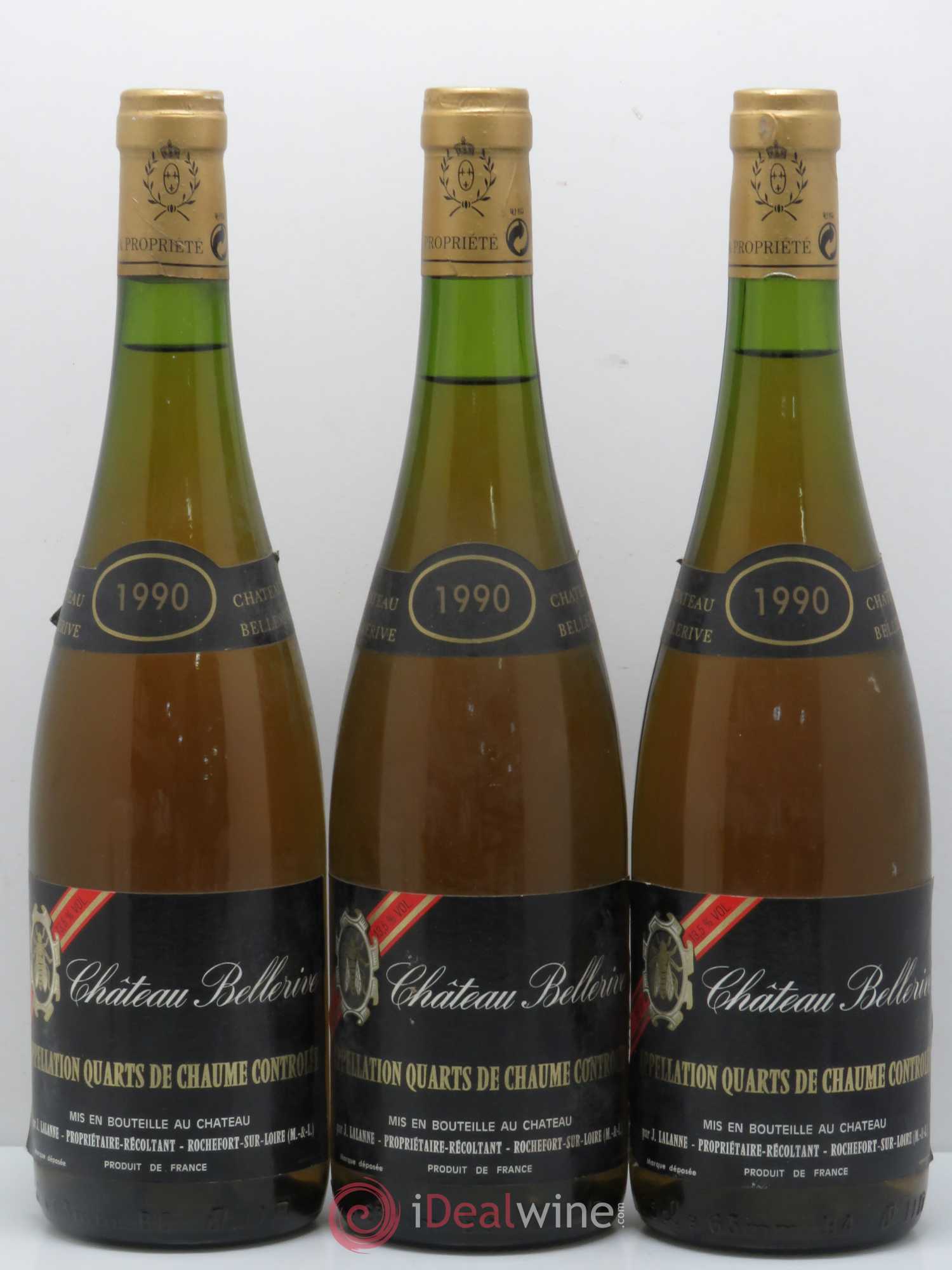 Quarts de Chaume Château Bellerive 1990 - Lotto di 3 bottiglie - 0