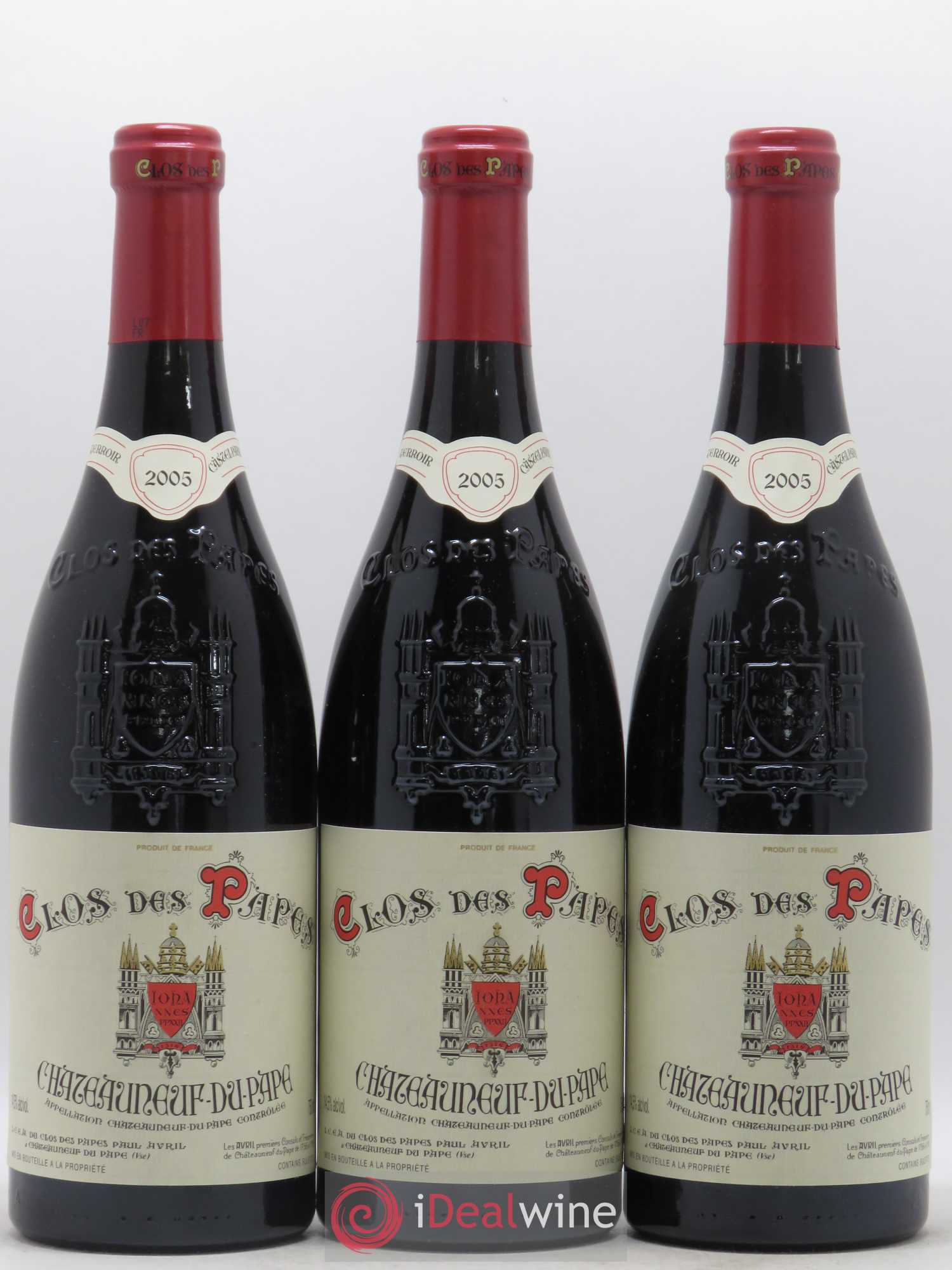 Châteauneuf-du-Pape Clos des Papes - Paul Avril 2005 - Lot de 3 bouteilles - 0