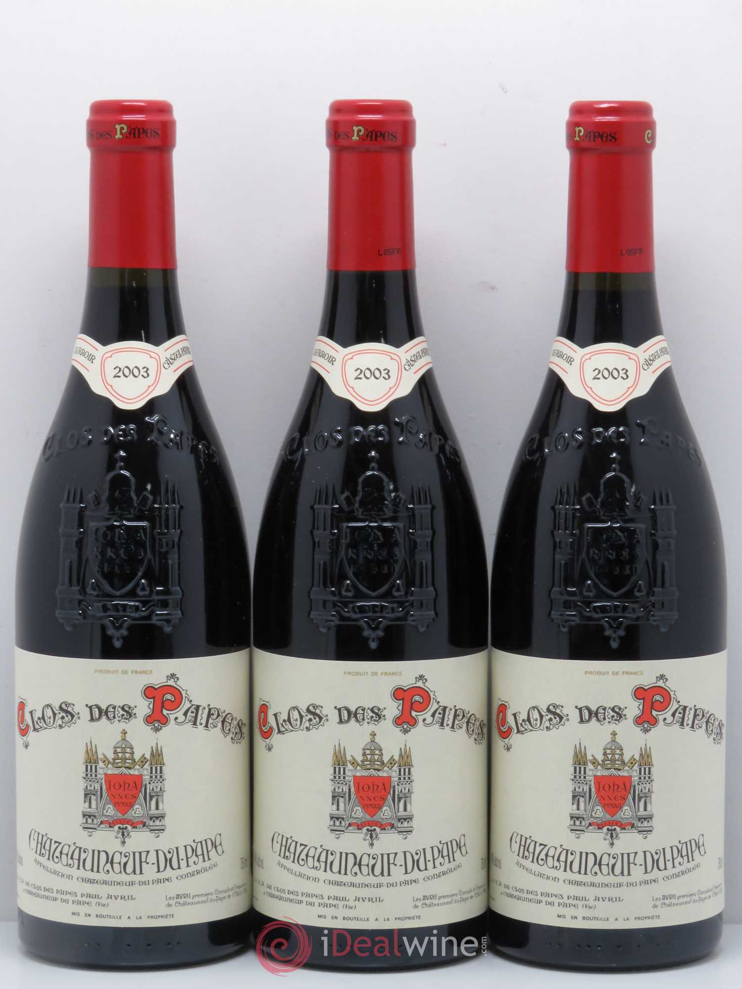 Châteauneuf-du-Pape Clos des Papes - Paul Avril 2003 - Lot de 3 bouteilles - 0