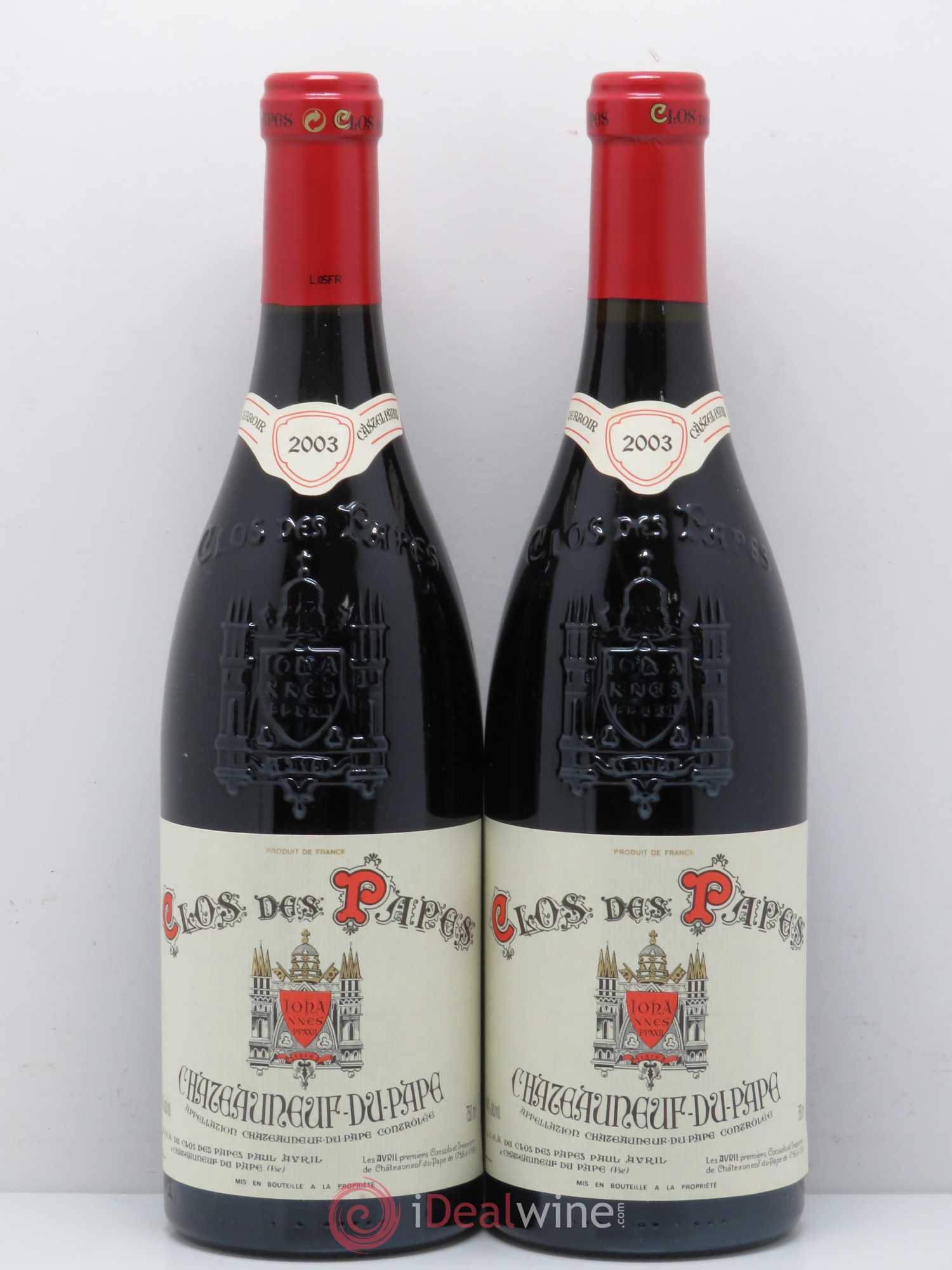 Châteauneuf-du-Pape Clos des Papes - Paul Avril 2003 - Lot de 2 bouteilles - 0