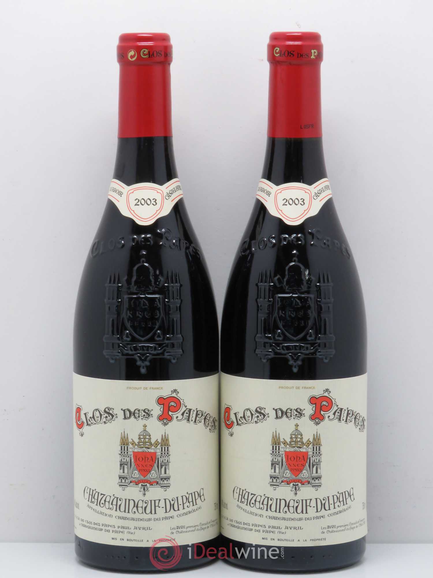 Châteauneuf-du-Pape Clos des Papes - Paul Avril 2003 - Lot de 2 bouteilles - 0