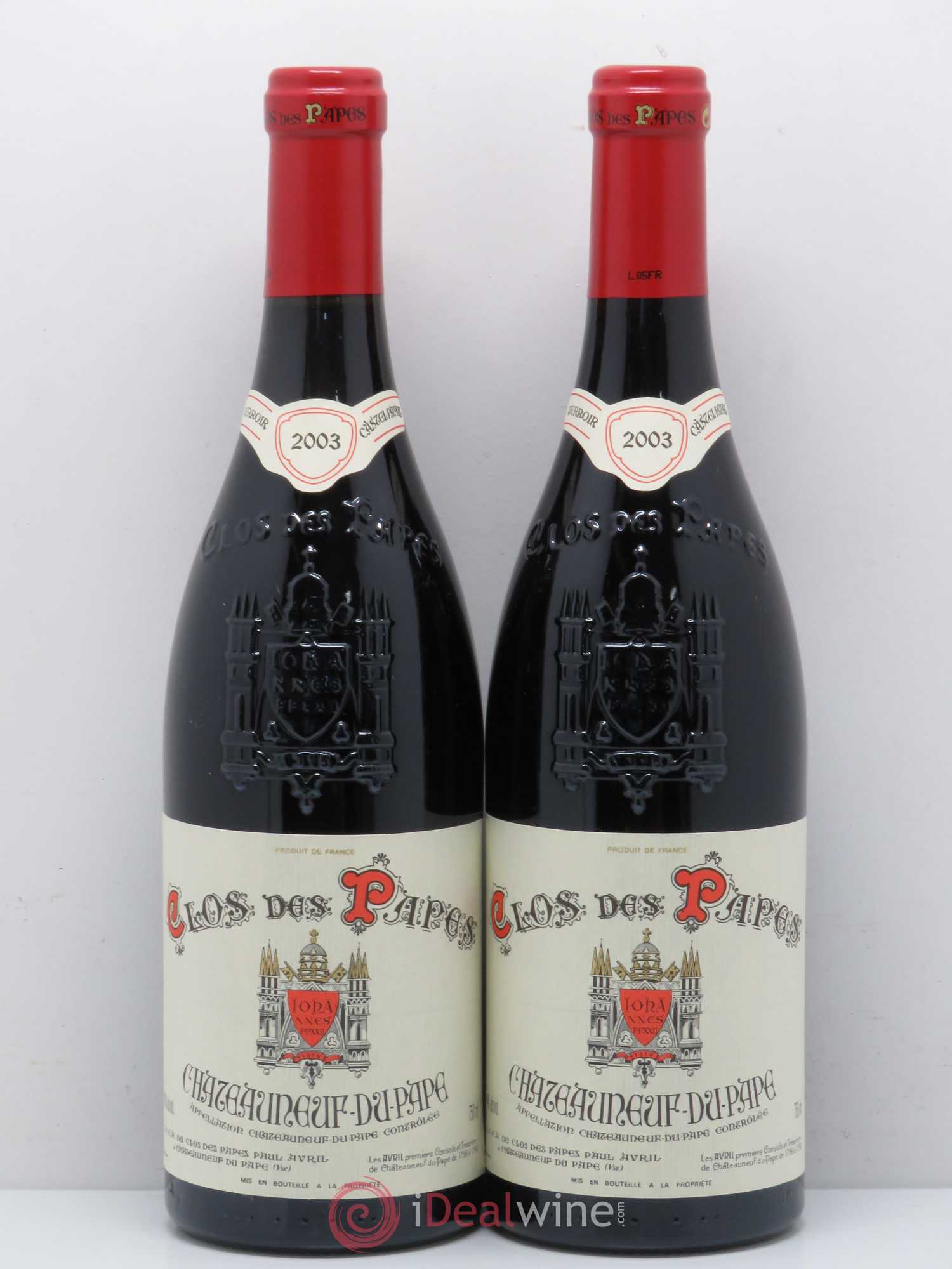 Châteauneuf-du-Pape Clos des Papes - Paul Avril 2003 - Lot de 2 bouteilles - 0