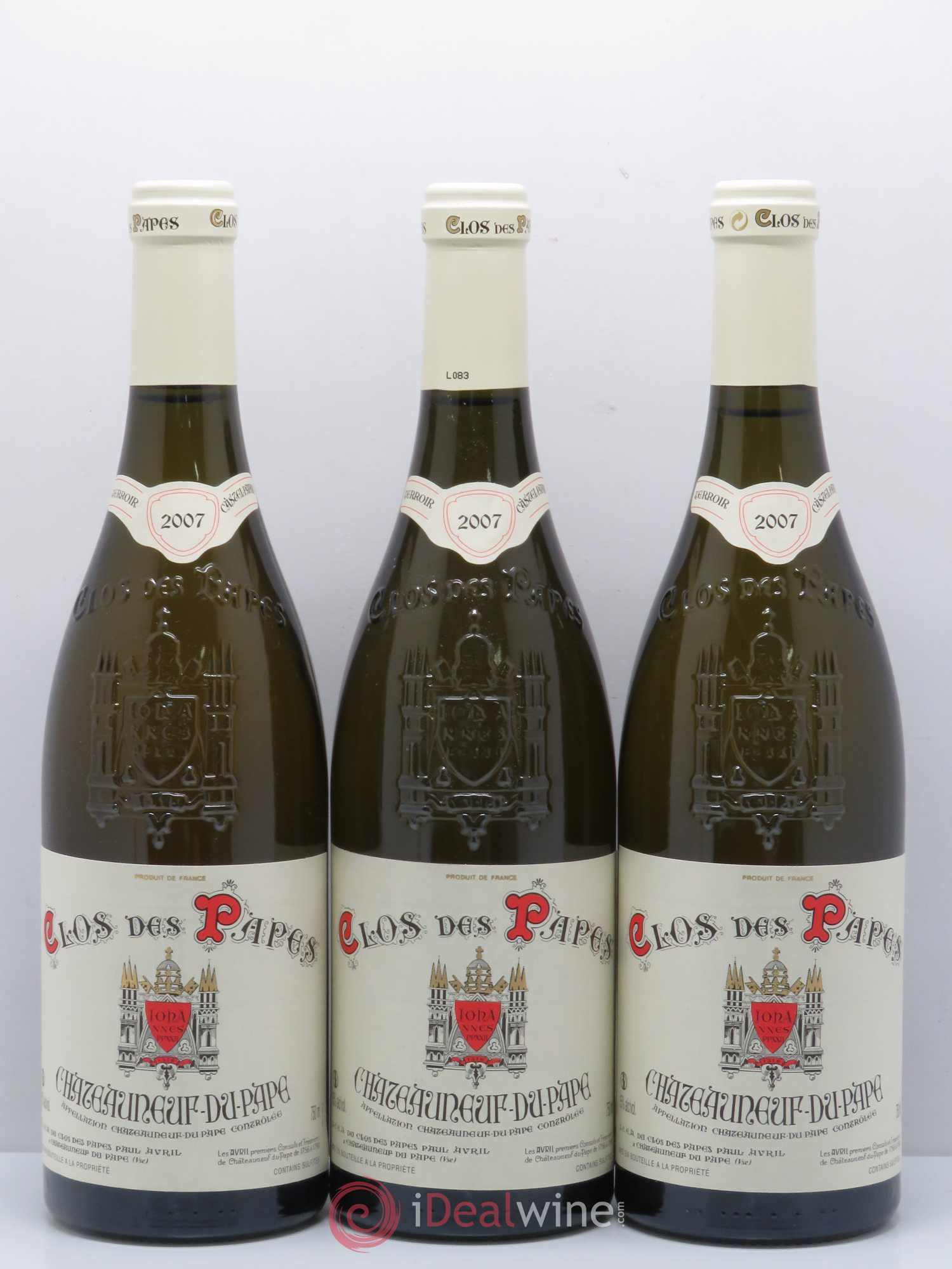 Châteauneuf-du-Pape Clos des Papes - Paul Avril 2007 - Lot de 3 bouteilles - 0