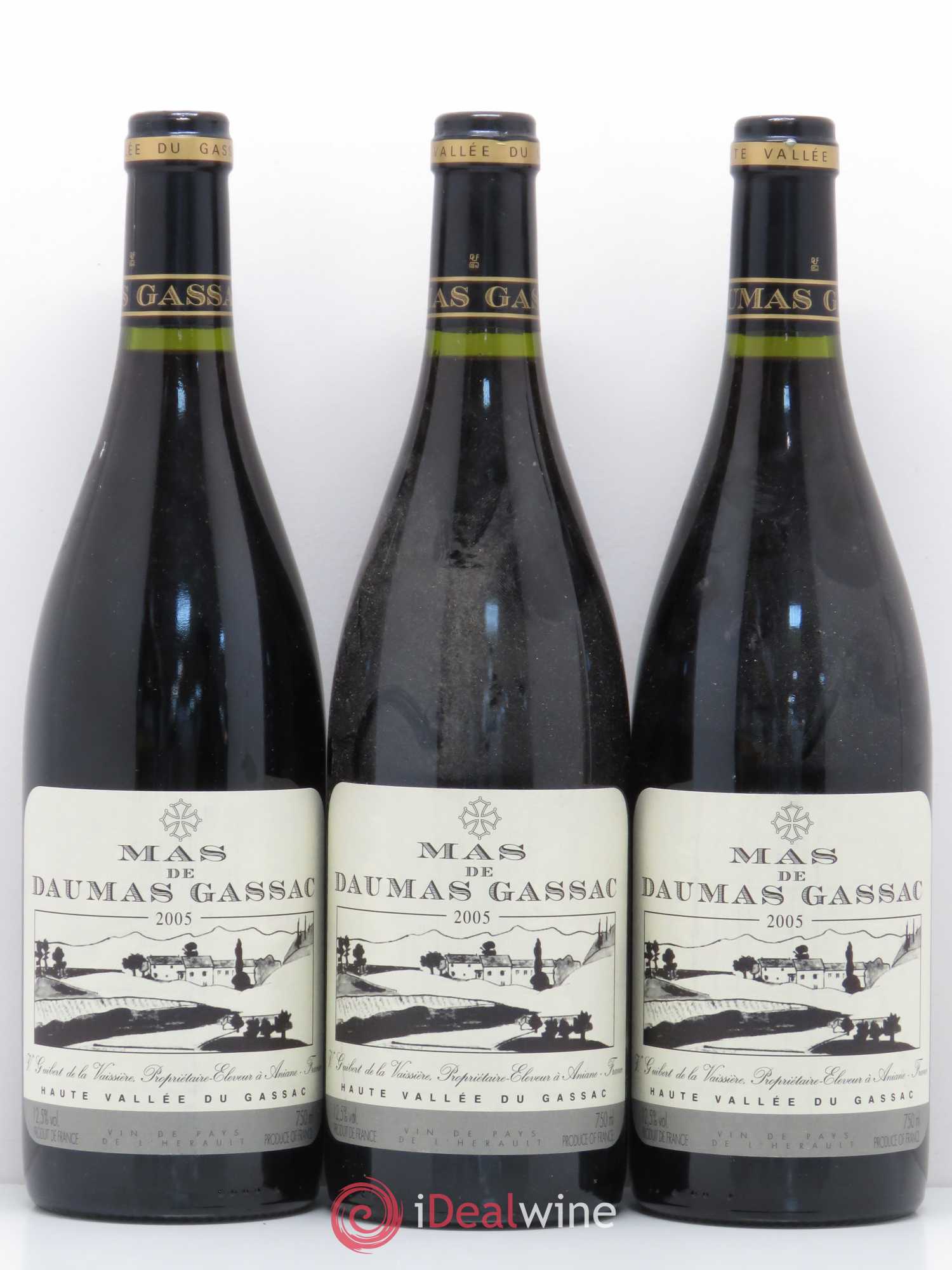 Saint-Guilhem-le-Désert - Cité d'Aniane Mas Daumas Gassac Famille Guibert de La Vaissière 2005 - Lot de 3 bouteilles - 0