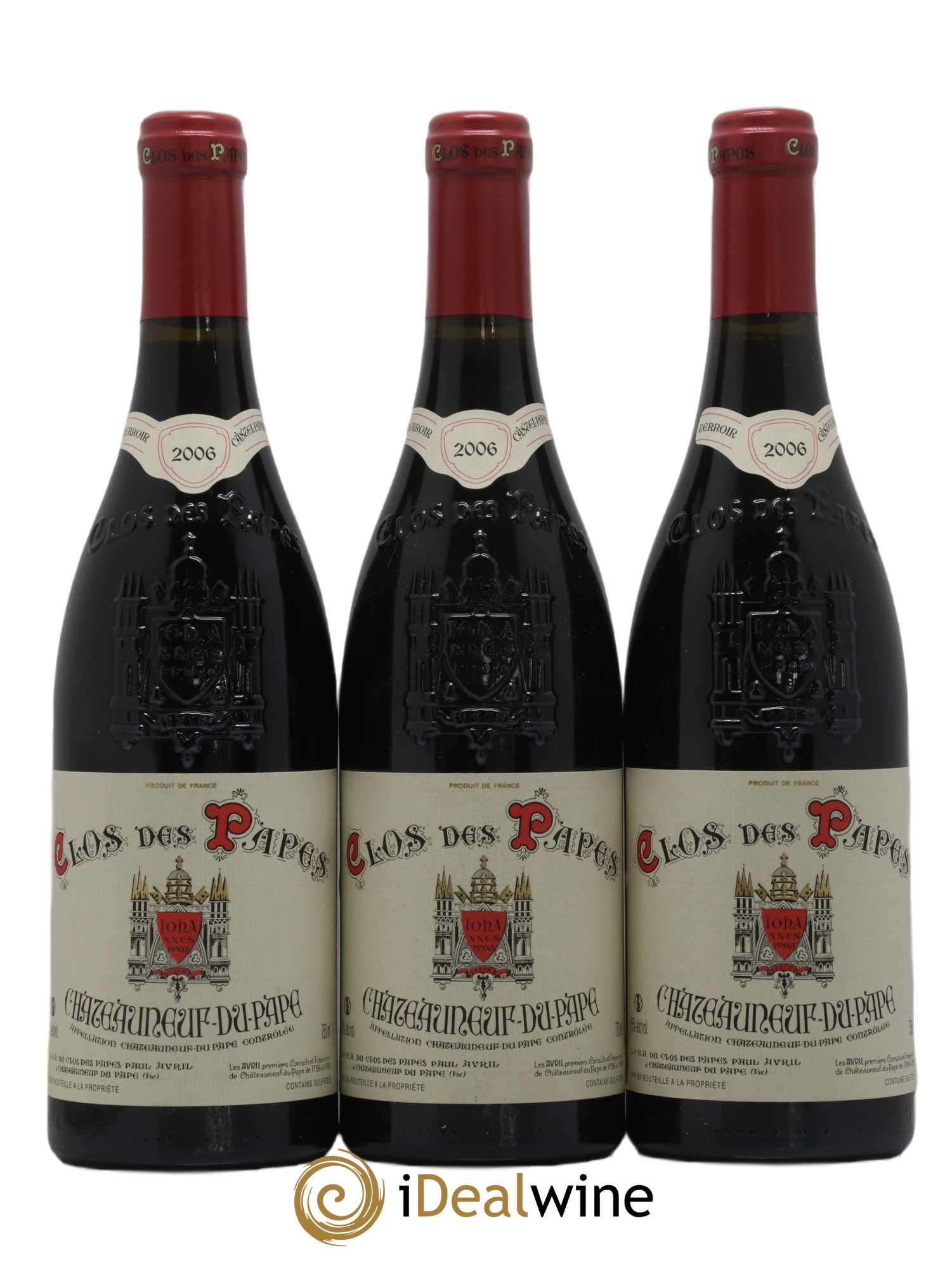 Châteauneuf-du-Pape Clos des Papes - Paul Avril 2006 - Lot de 3 bouteilles - 0