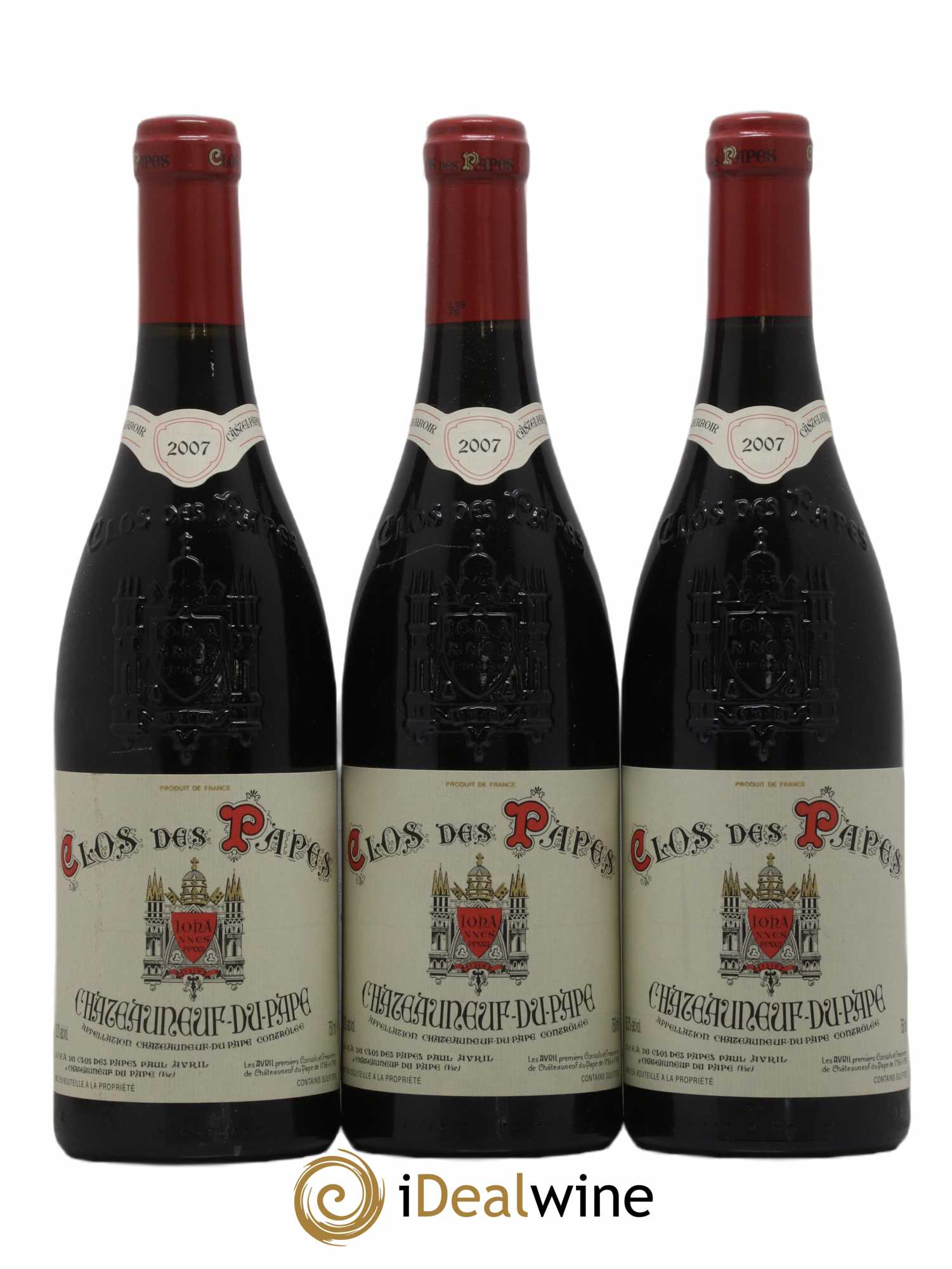 Châteauneuf-du-Pape Clos des Papes - Paul Avril 2007 - Lot de 3 bouteilles - 0