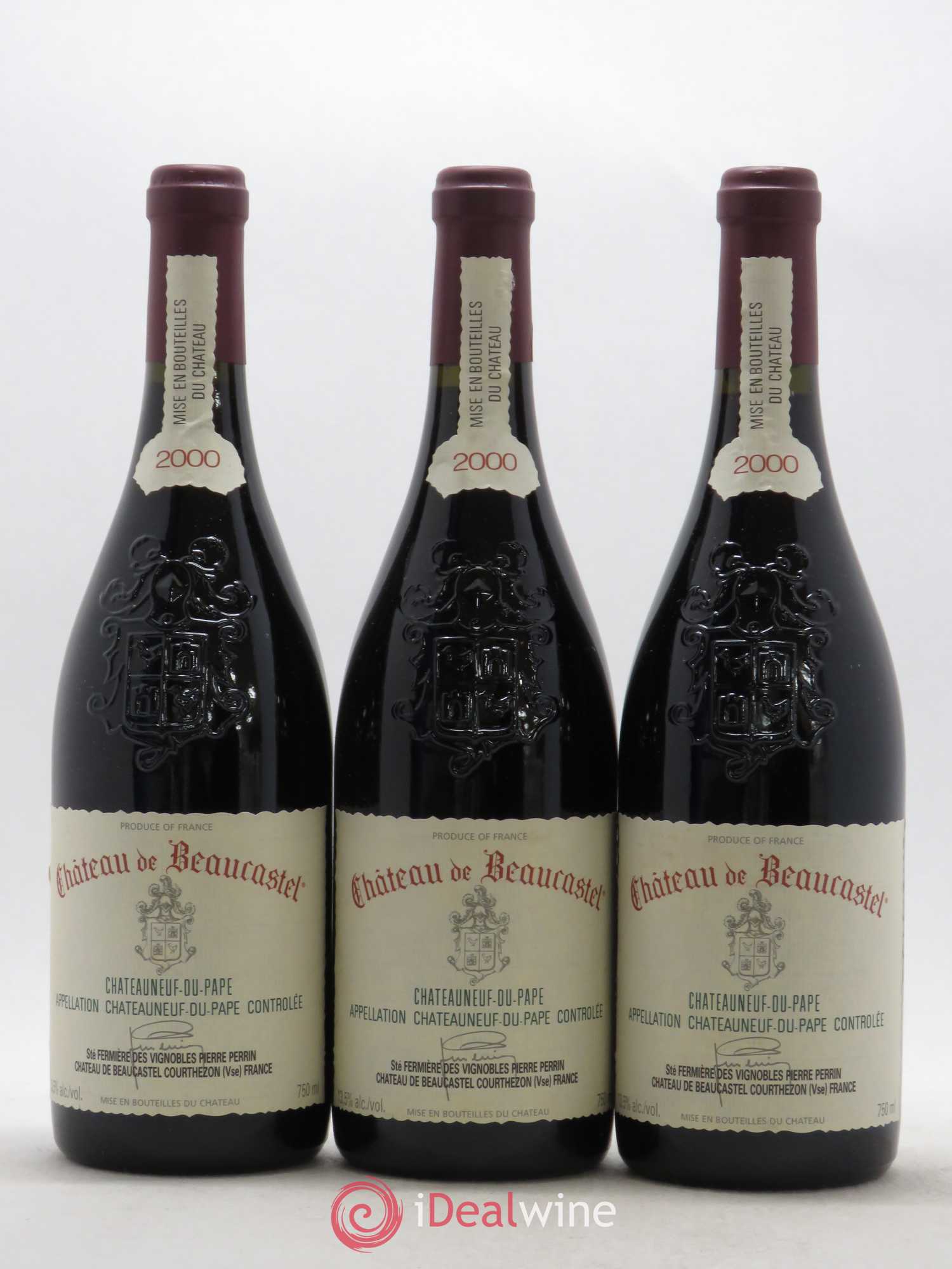 Châteauneuf-du-Pape Château de Beaucastel Famille Perrin 2000 - Lot de 3 bouteilles - 0