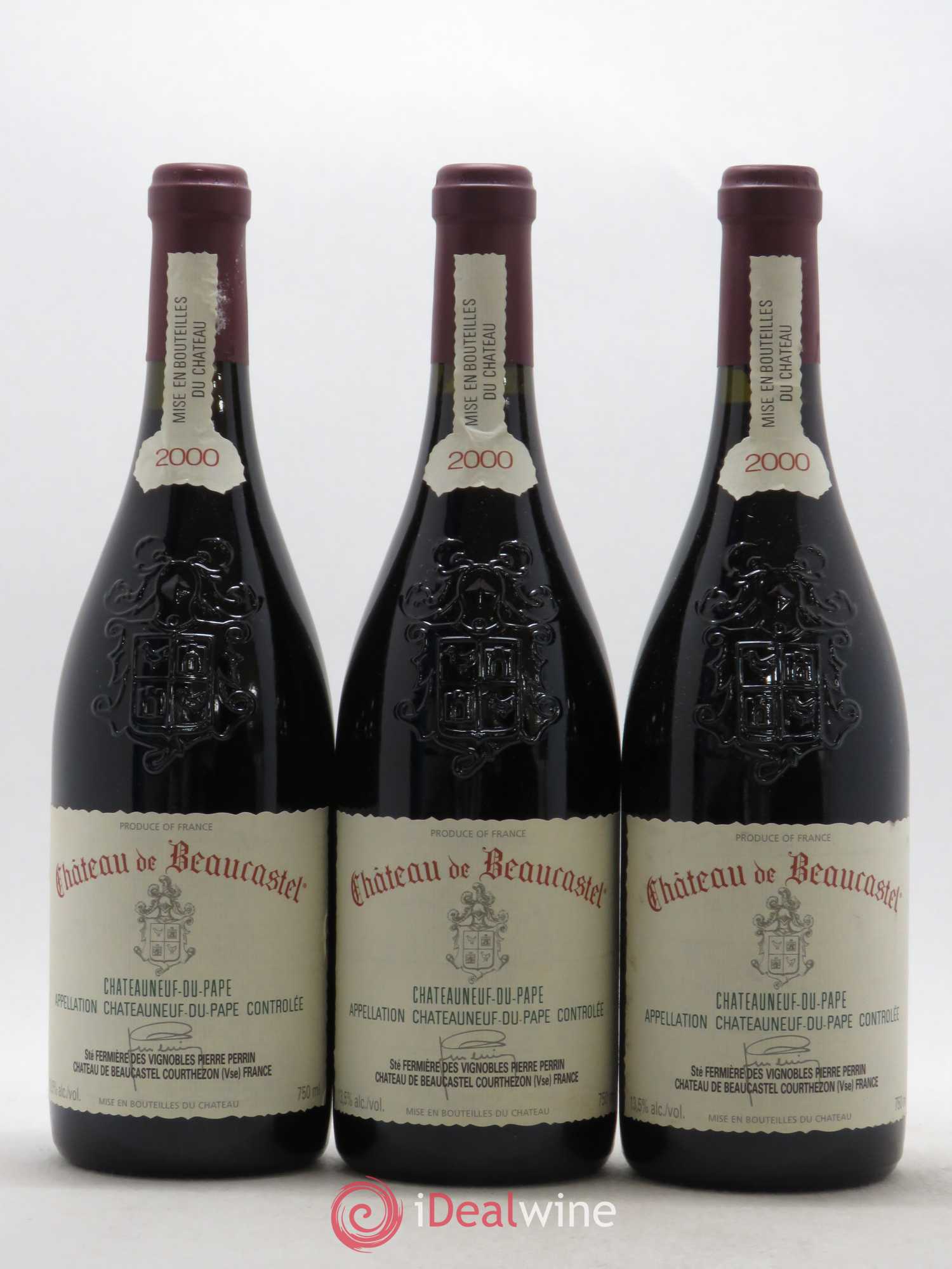 Châteauneuf-du-Pape Château de Beaucastel Famille Perrin 2000 - Lot de 3 bouteilles - 0