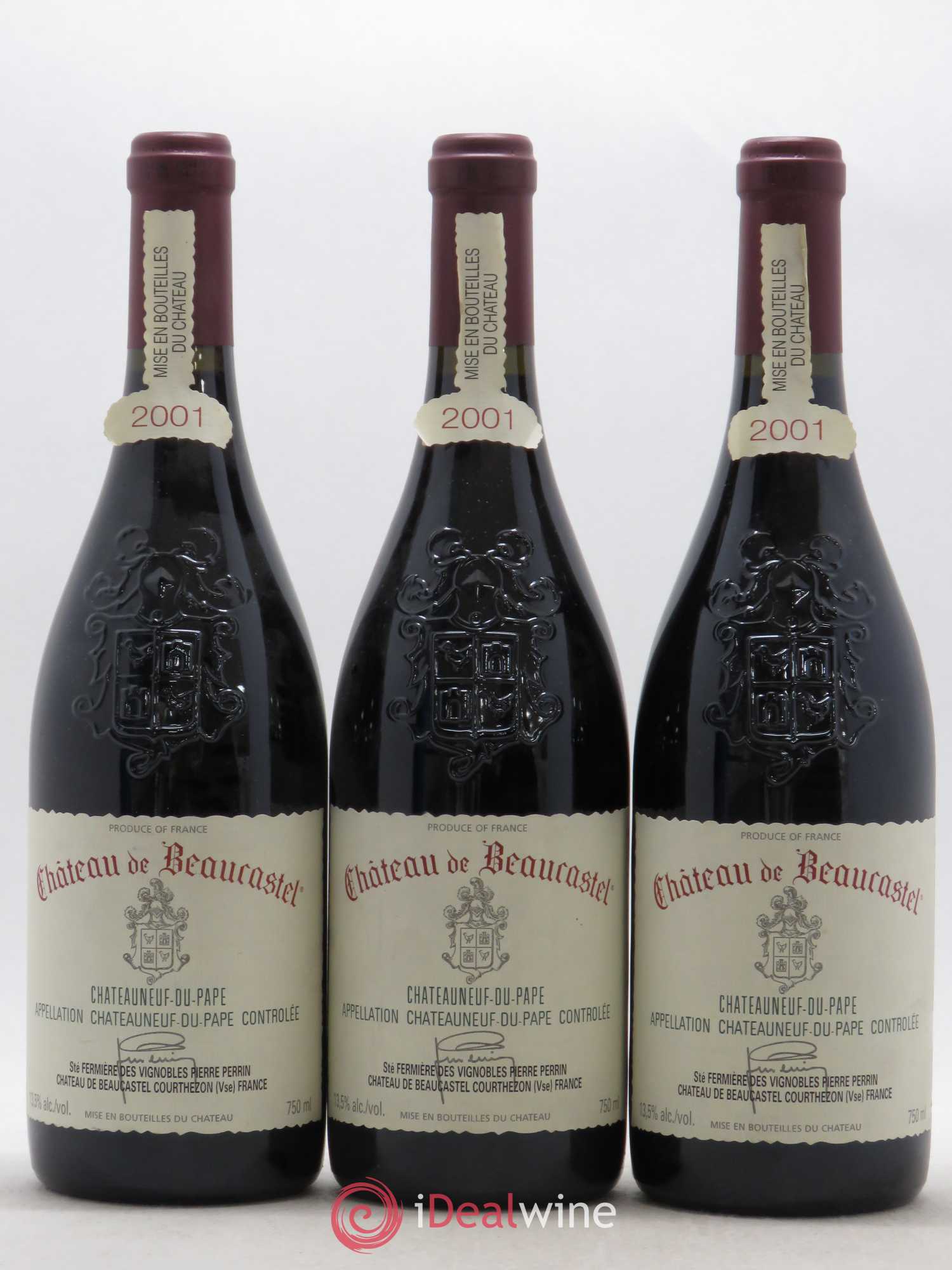 Châteauneuf-du-Pape Château de Beaucastel Famille Perrin 2001 - Lot de 3 bouteilles - 0
