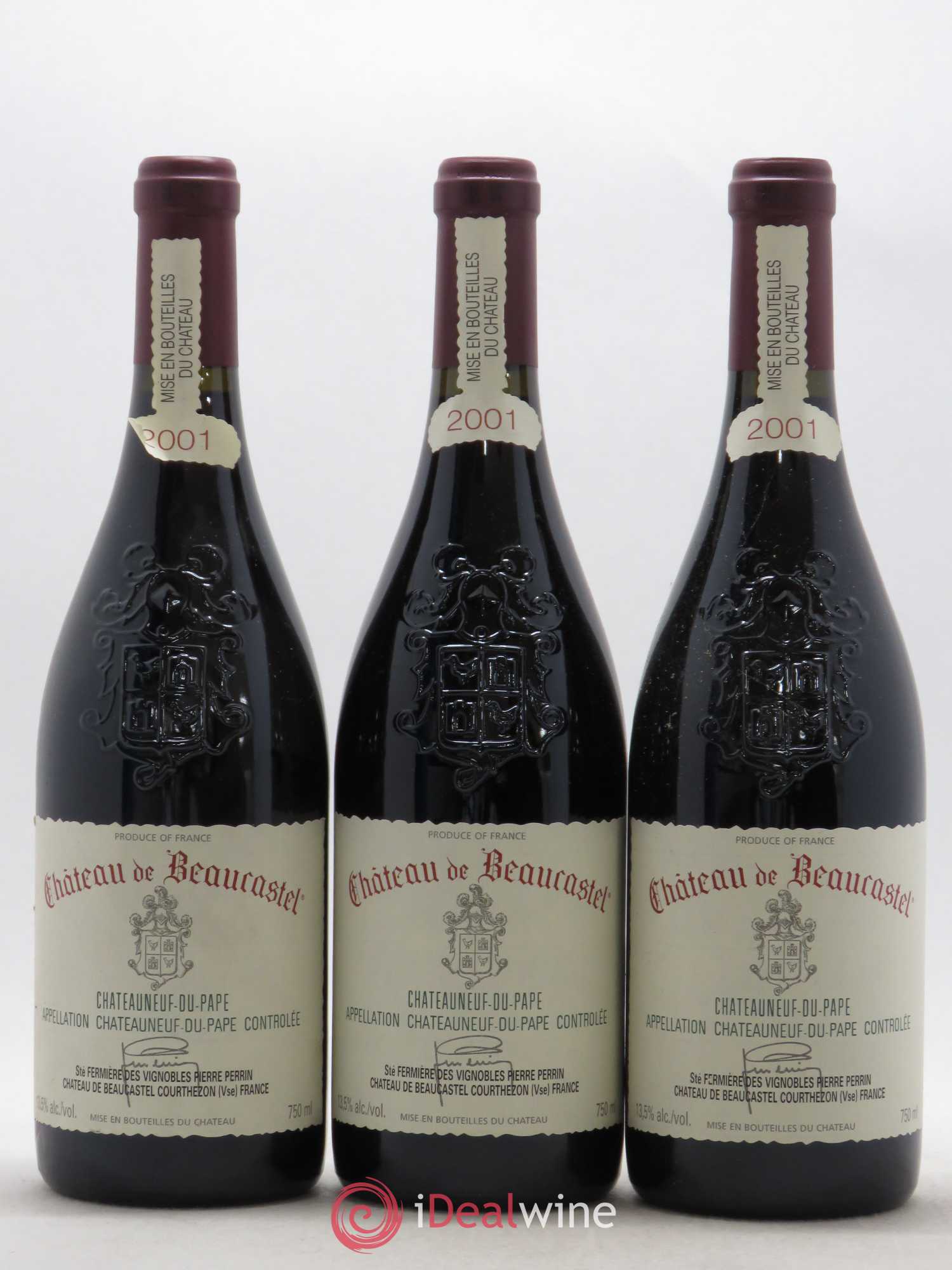 Châteauneuf-du-Pape Château de Beaucastel Famille Perrin 2001 - Lot de 3 bouteilles - 0