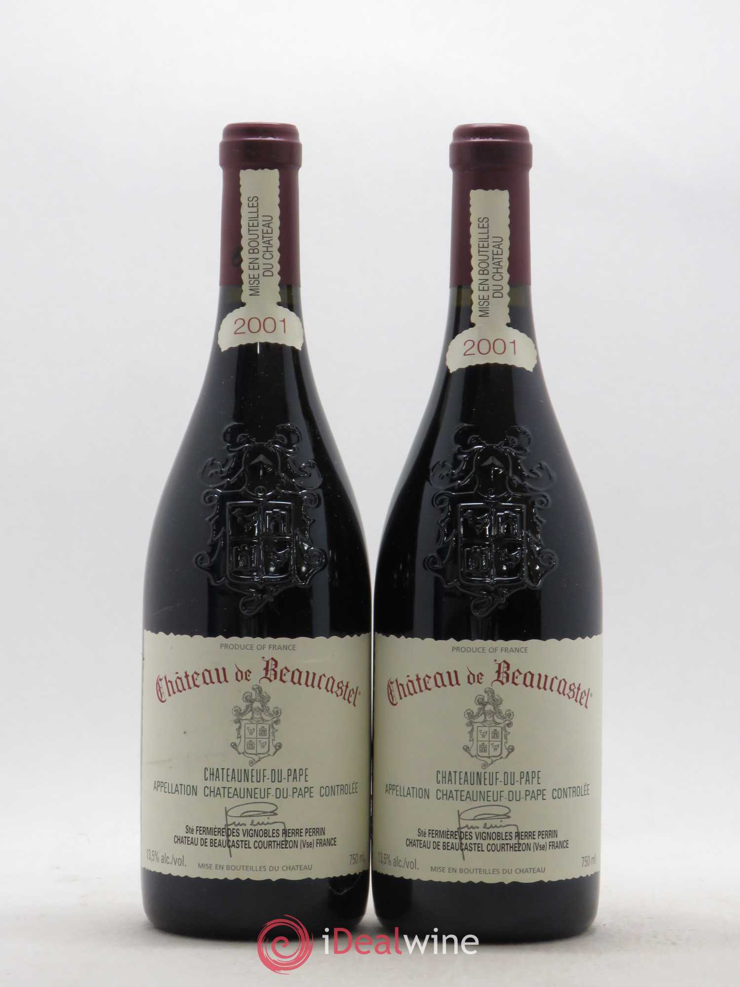 Châteauneuf-du-Pape Château de Beaucastel Famille Perrin 2001 - Lot de 2 bouteilles - 0