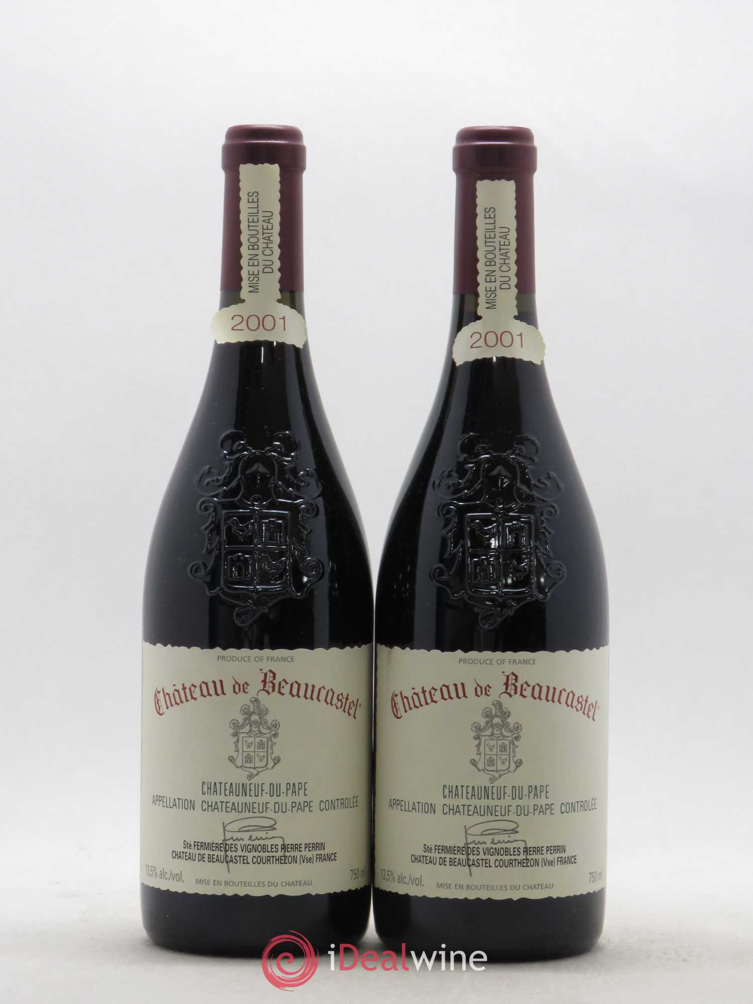 Châteauneuf-du-Pape Château de Beaucastel Famille Perrin 2001 - Lot de 2 bouteilles - 0
