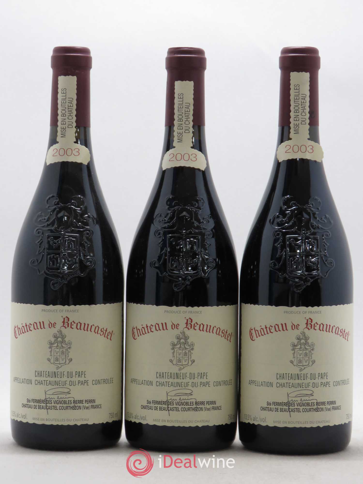 Châteauneuf-du-Pape Château de Beaucastel Famille Perrin 2003 - Lot de 3 bouteilles - 0