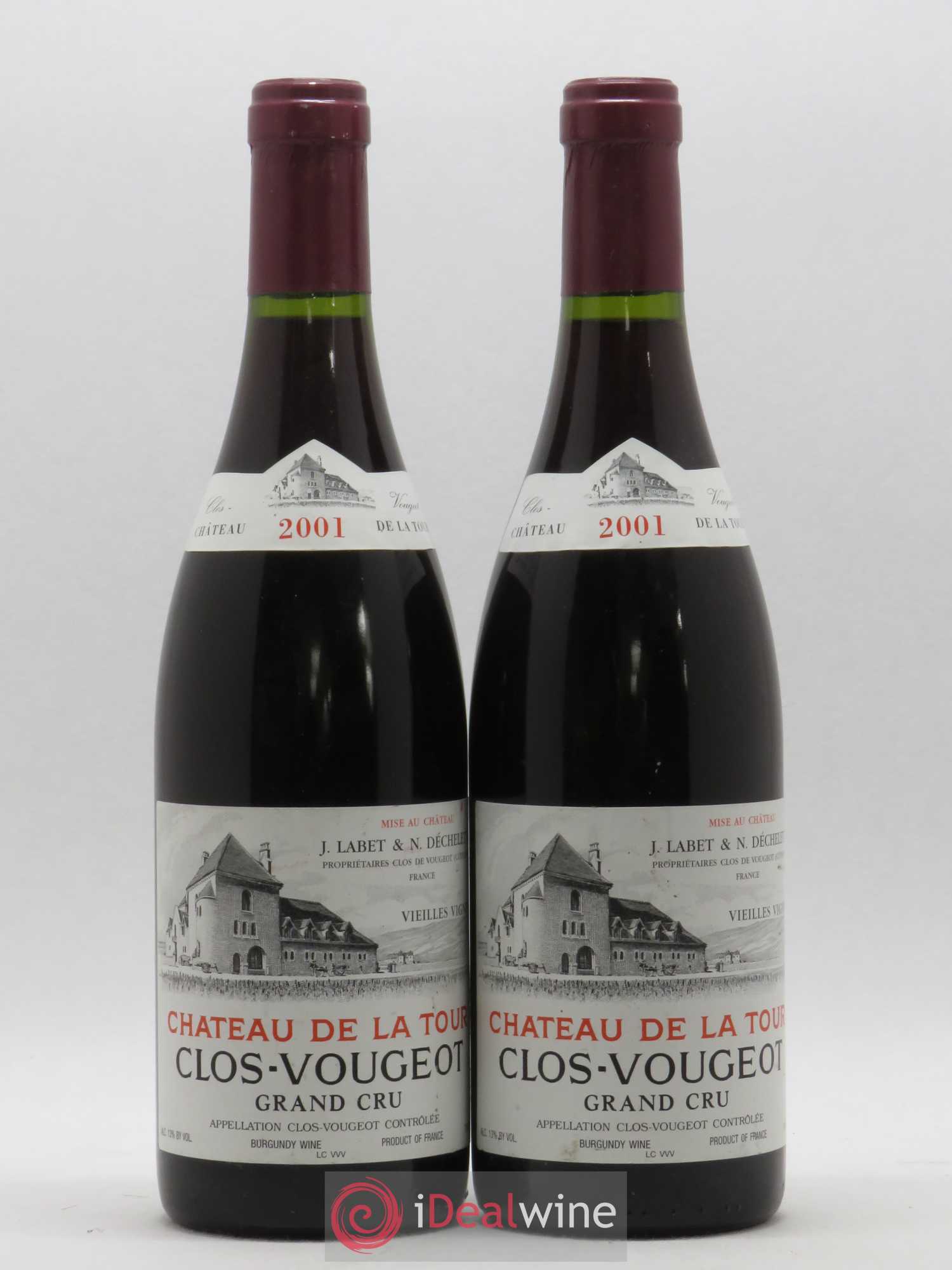 Clos de Vougeot Grand Cru Vieilles Vignes Château de La Tour 2001 - Lot de 2 bouteilles - 0