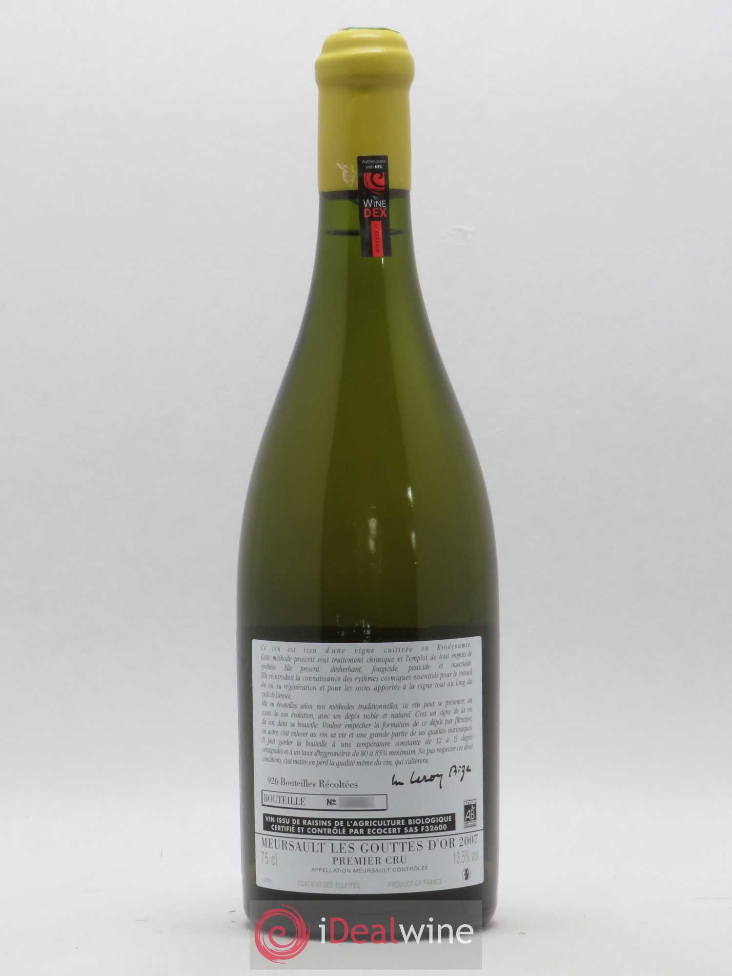 Meursault 1er Cru Les Gouttes d'Or d'Auvenay (Domaine) 2007 - Lot de 1 bouteille - 1
