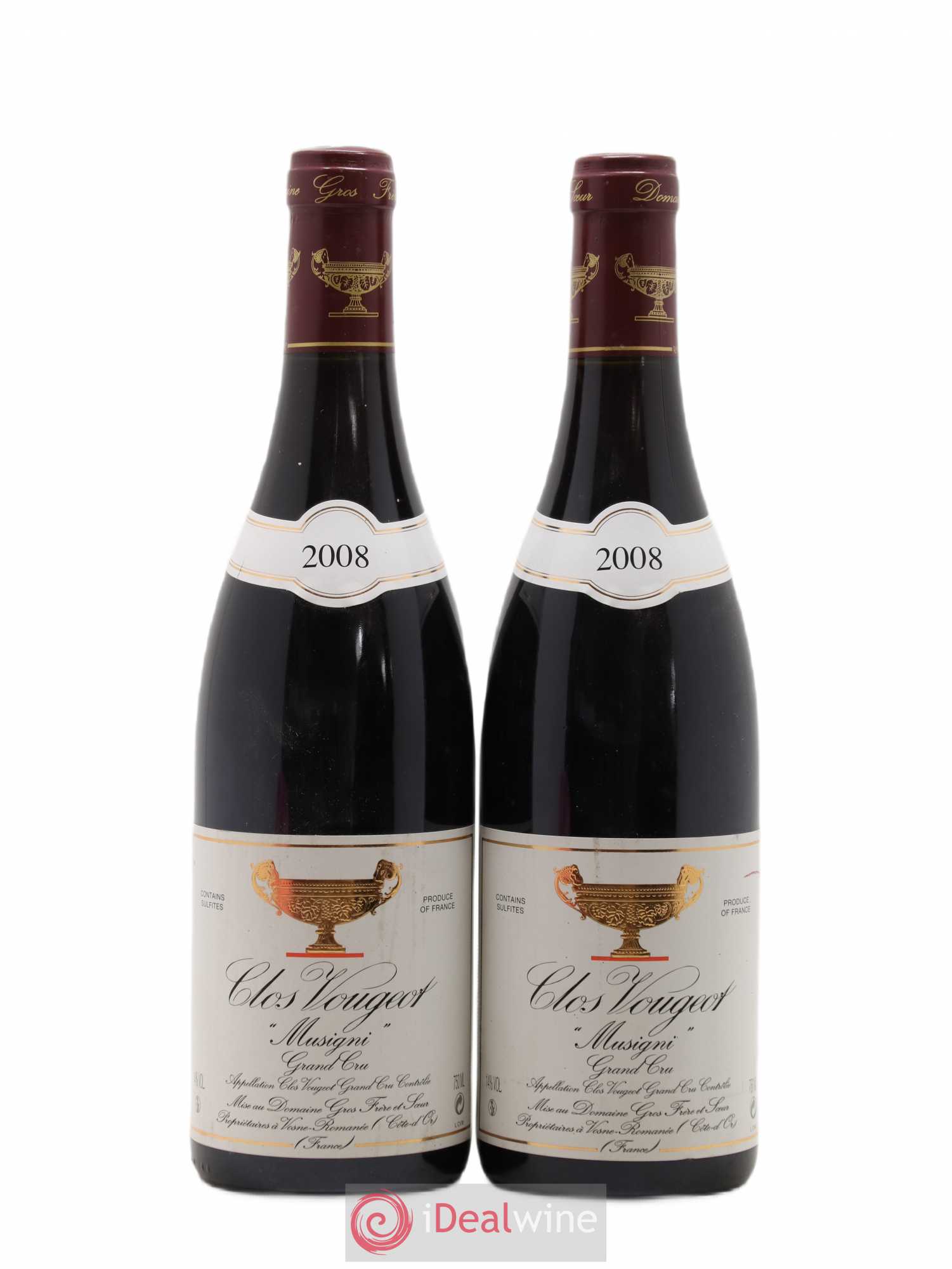 Clos de Vougeot Grand Cru Musigni Gros Frère & Soeur 2008 - Lot de 2 bouteilles - 0