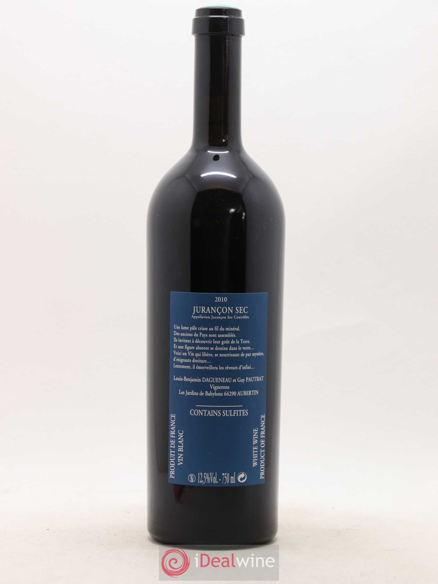 Vin de France(anciennement Jurançon) Les Jardins de Babylone Sec Didier Dagueneau 2010 - Lot de 1 bouteille - 1