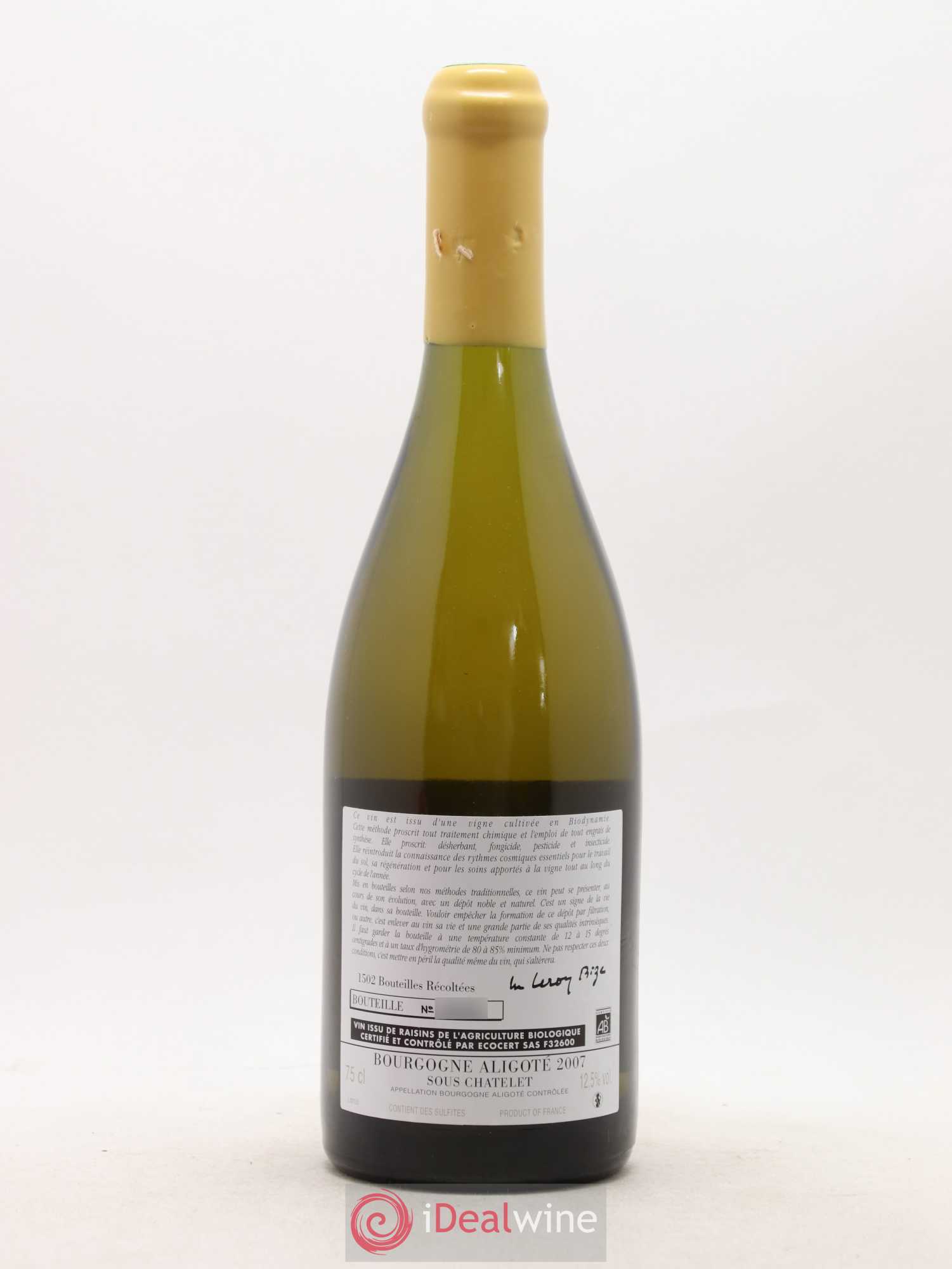 Bourgogne Aligoté Sous Chatelet d'Auvenay (Domaine) 2007 - Lot de 1 bouteille - 1