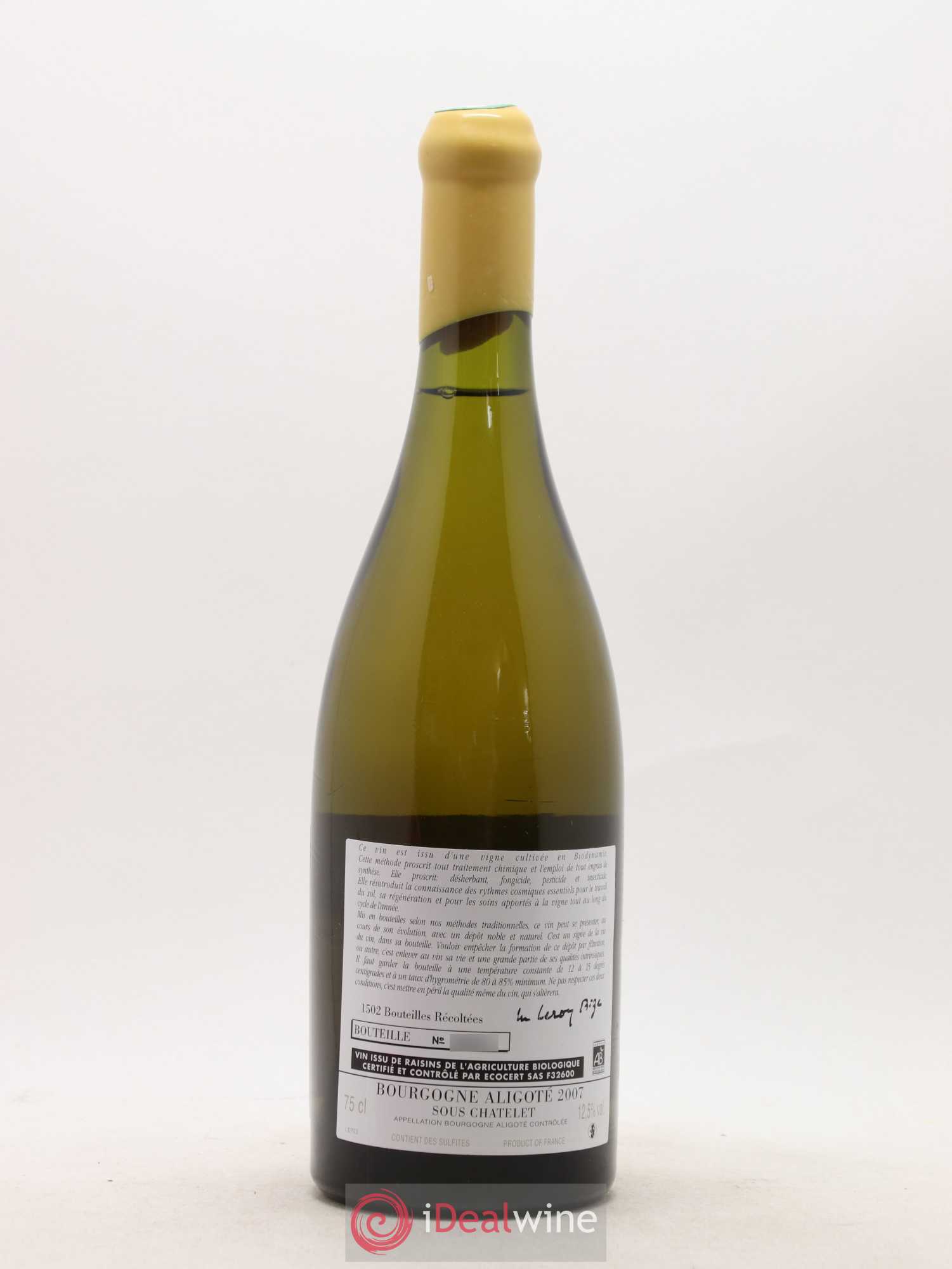Bourgogne Aligoté Sous Chatelet d'Auvenay (Domaine) 2007 - Lot de 1 bouteille - 1