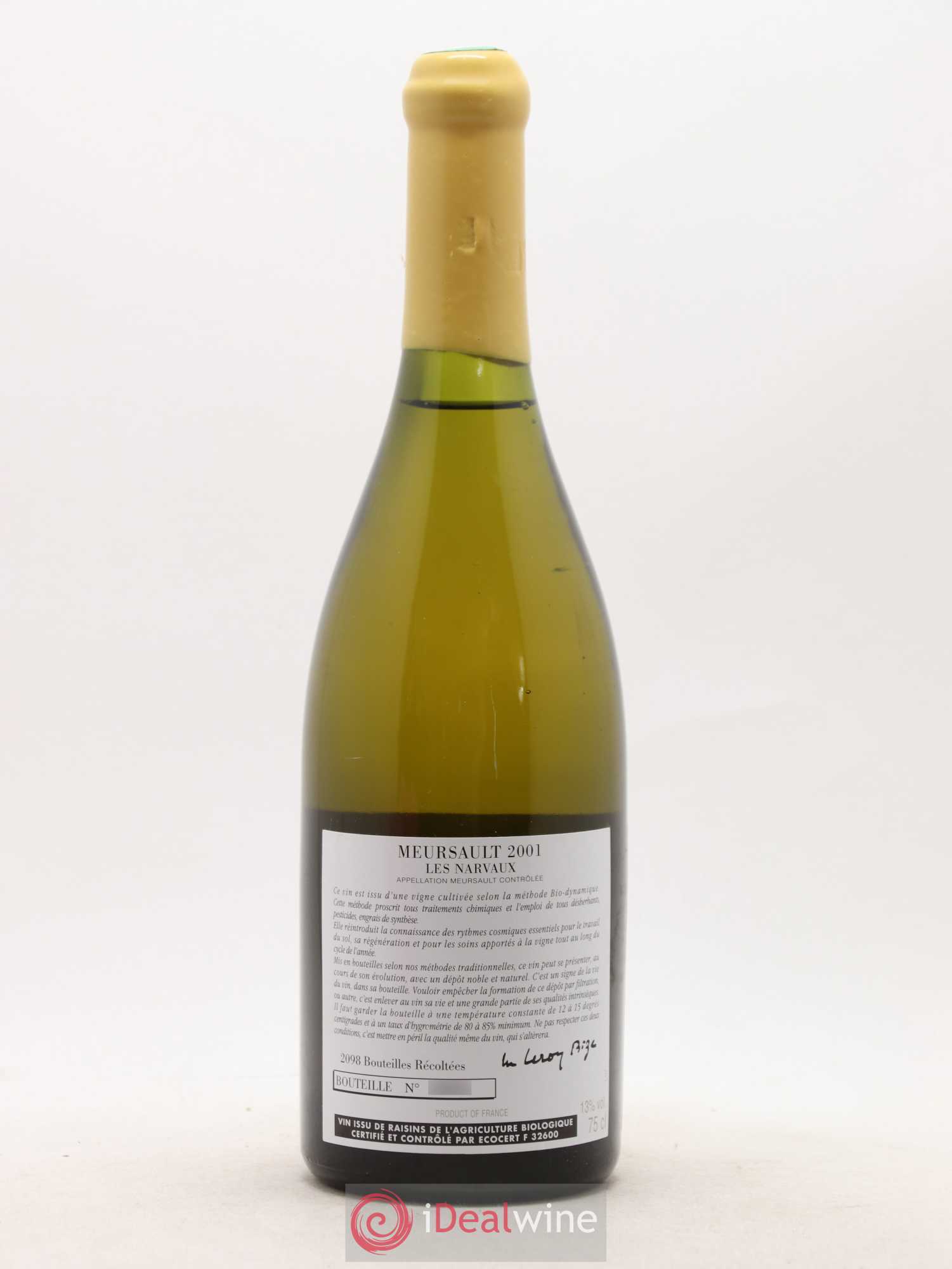 Meursault Les Narvaux d'Auvenay (Domaine) 2001 - Lot de 1 bouteille - 1