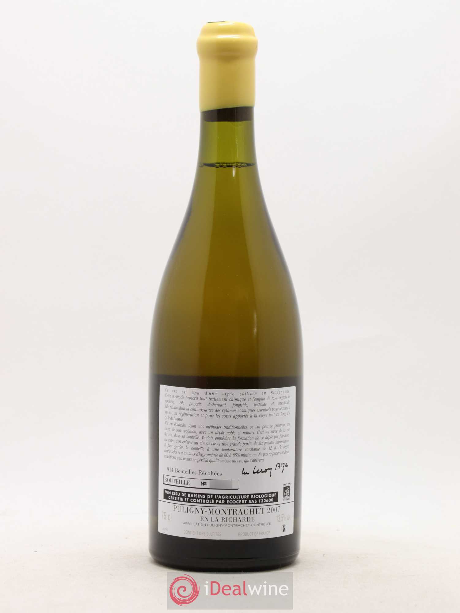 Puligny-Montrachet En La Richarde d'Auvenay (Domaine) 2007 - Lot de 1 bouteille - 1