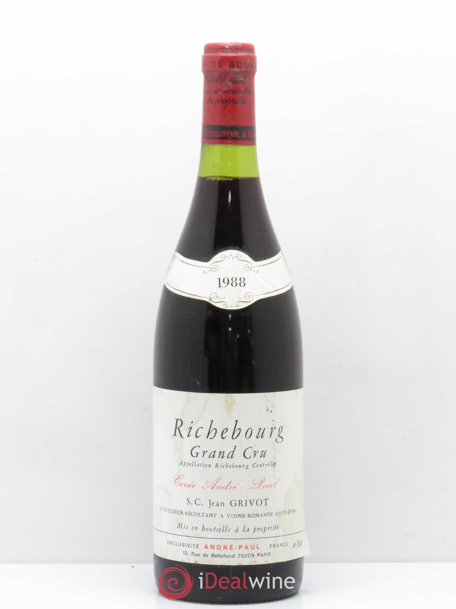 Richebourg Grand Cru Jean Grivot Cuvee Andre Paul 1988 - Posten von 1 Flasche - 0