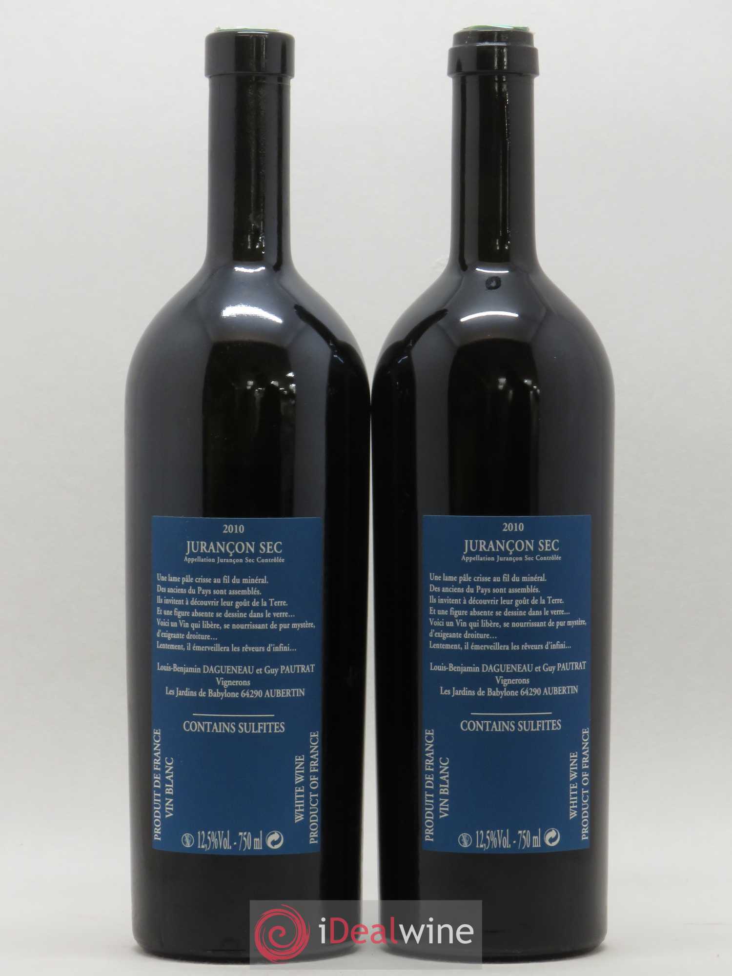 Vin de France(anciennement Jurançon) Les Jardins de Babylone Sec Didier Dagueneau 2010 - Lot de 2 bouteilles - 1