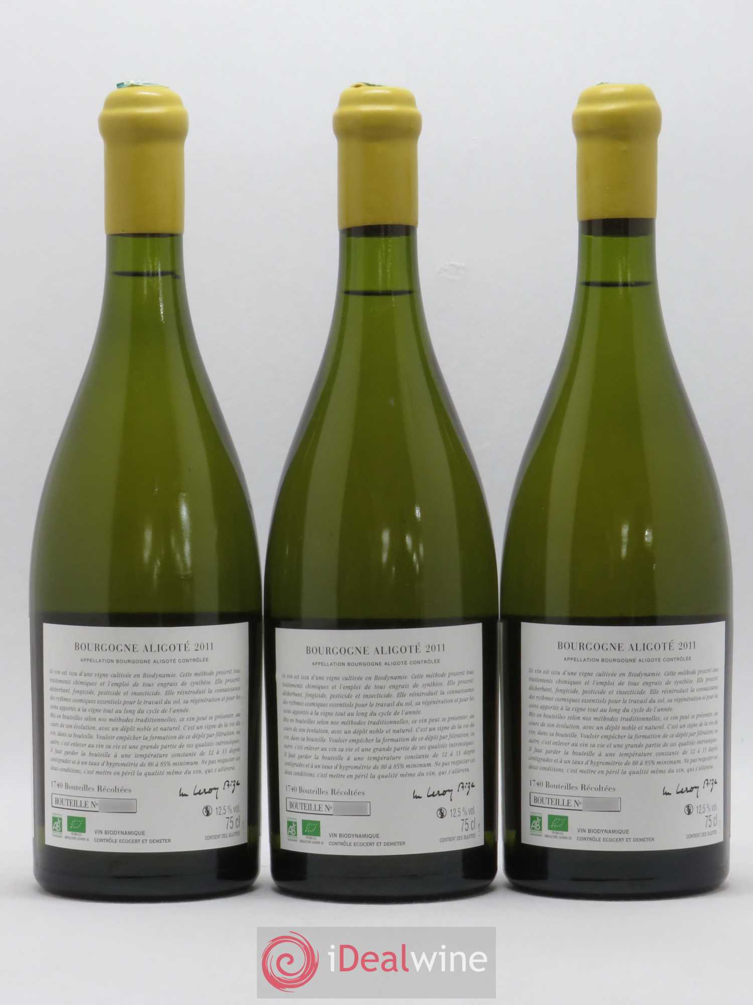 Bourgogne Aligoté Sous Chatelet d'Auvenay (Domaine) 2011 - Lot de 3 bouteilles - 1