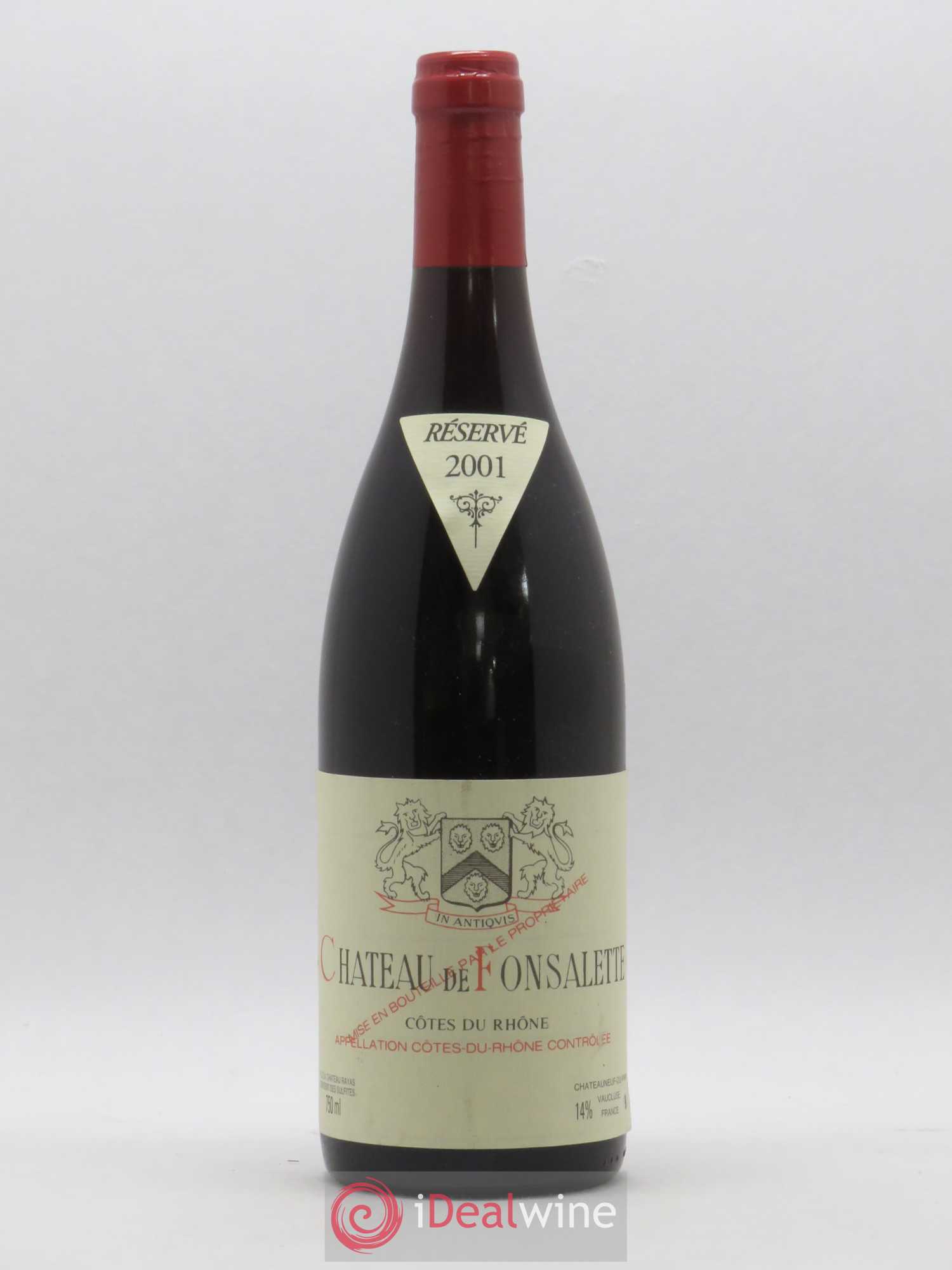 Côtes-du-Rhône Château de Fonsalette Emmanuel Reynaud 2001 - Lot de 1 bouteille - 0