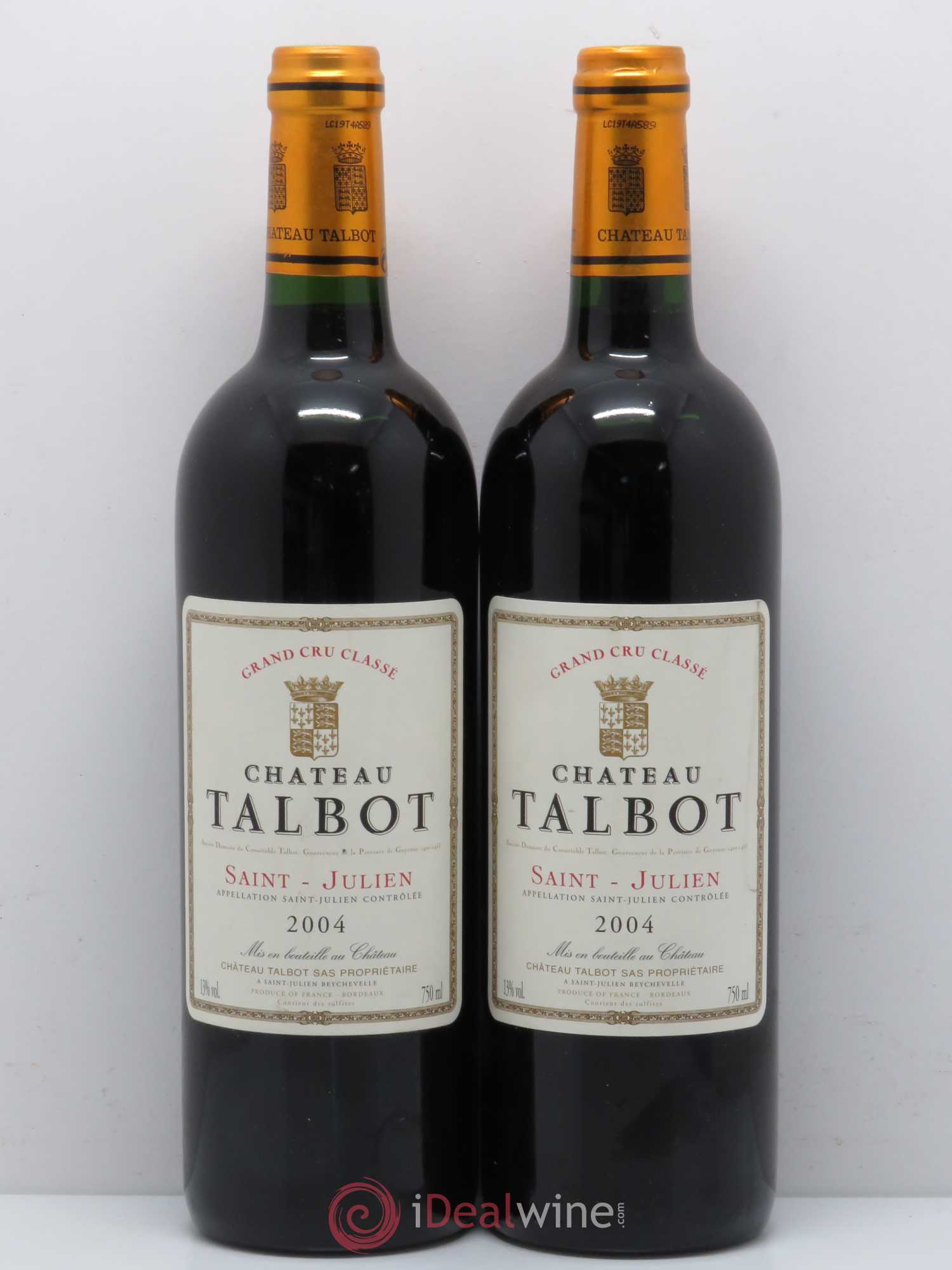 Château Talbot 4ème Grand Cru Classé 2004 - Lot de 2 bouteilles - 0