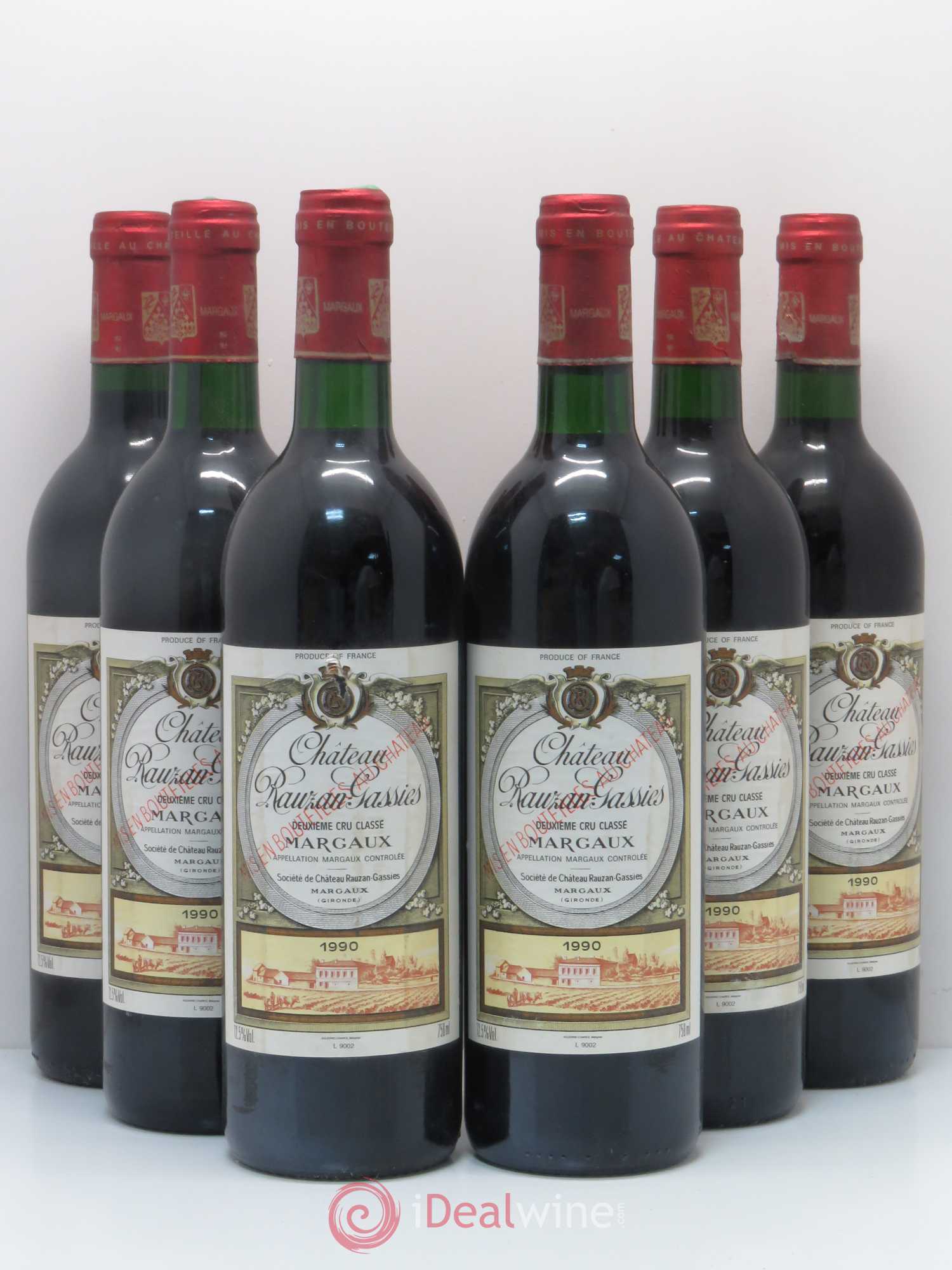 Château Rauzan-Gassies 2ème Grand Cru Classé 1990 - Lot de 6 bouteilles - 0