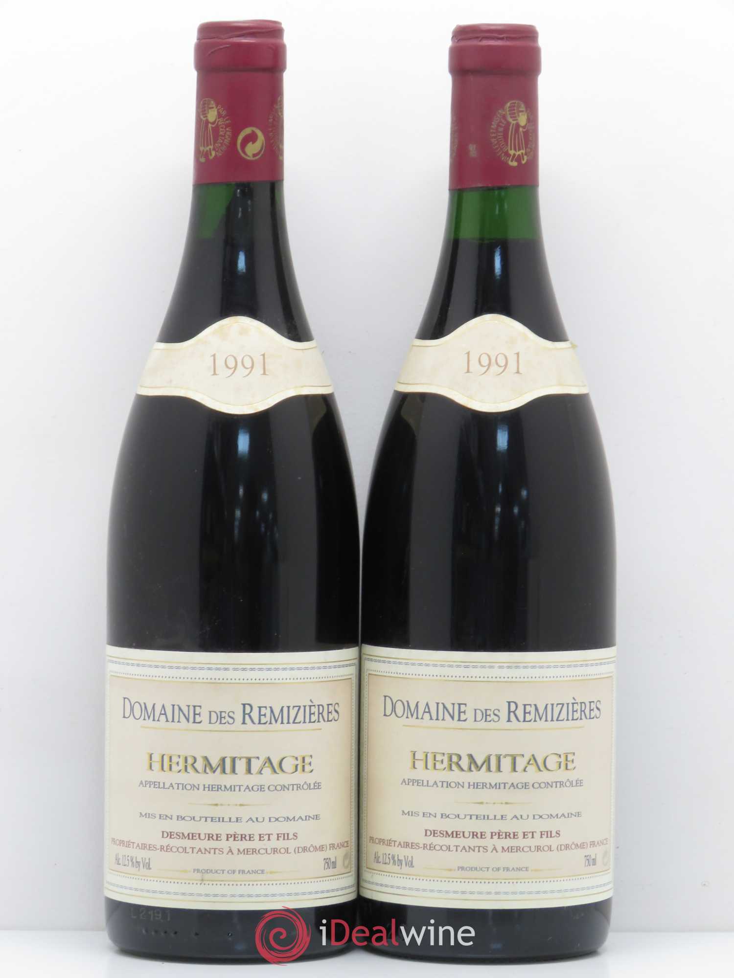 Hermitage Domaine des Remizières 1991 - Lot de 2 bouteilles - 0