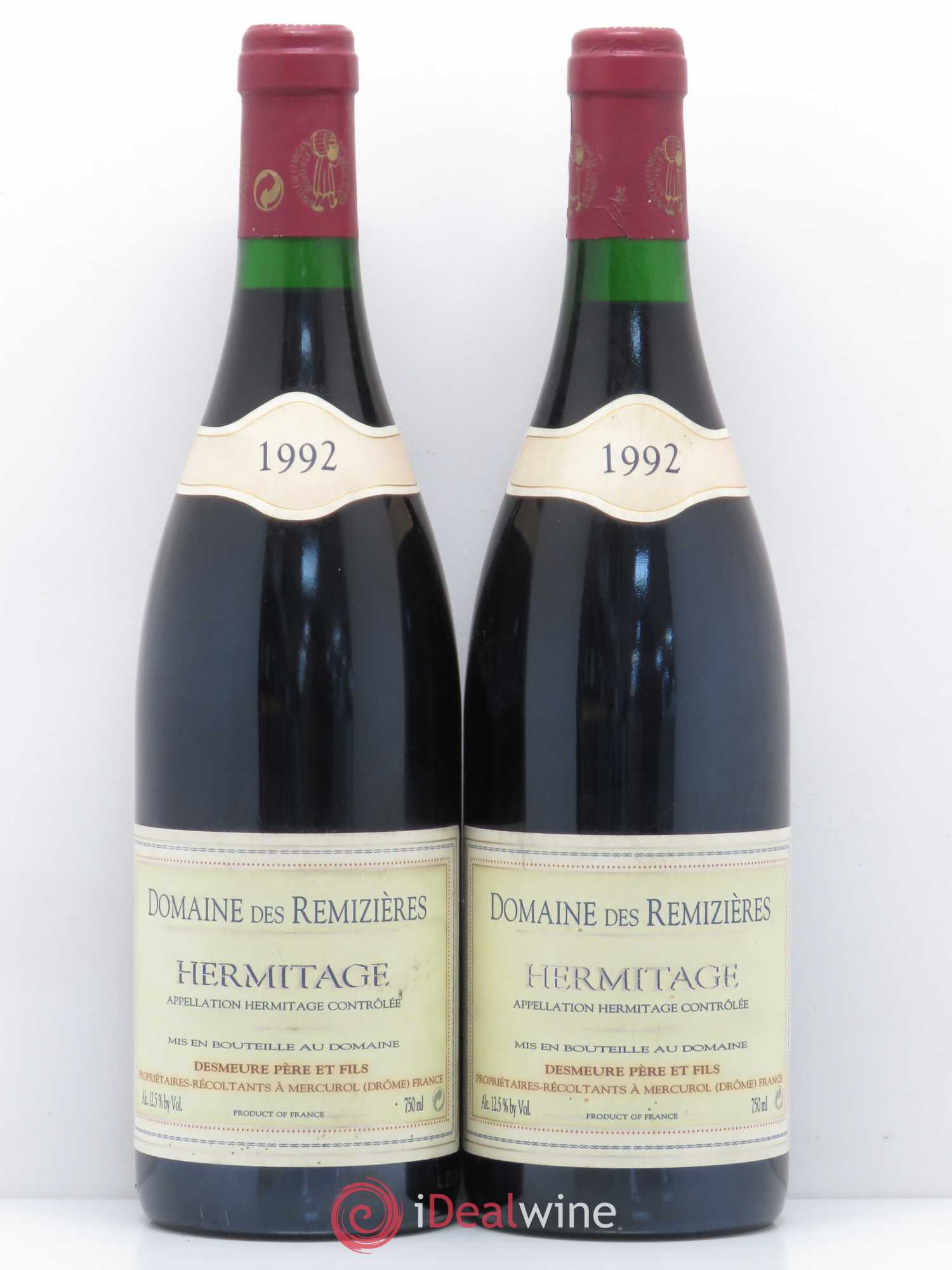 Hermitage Domaine des Remizières 1992 - Lot de 2 bouteilles - 0