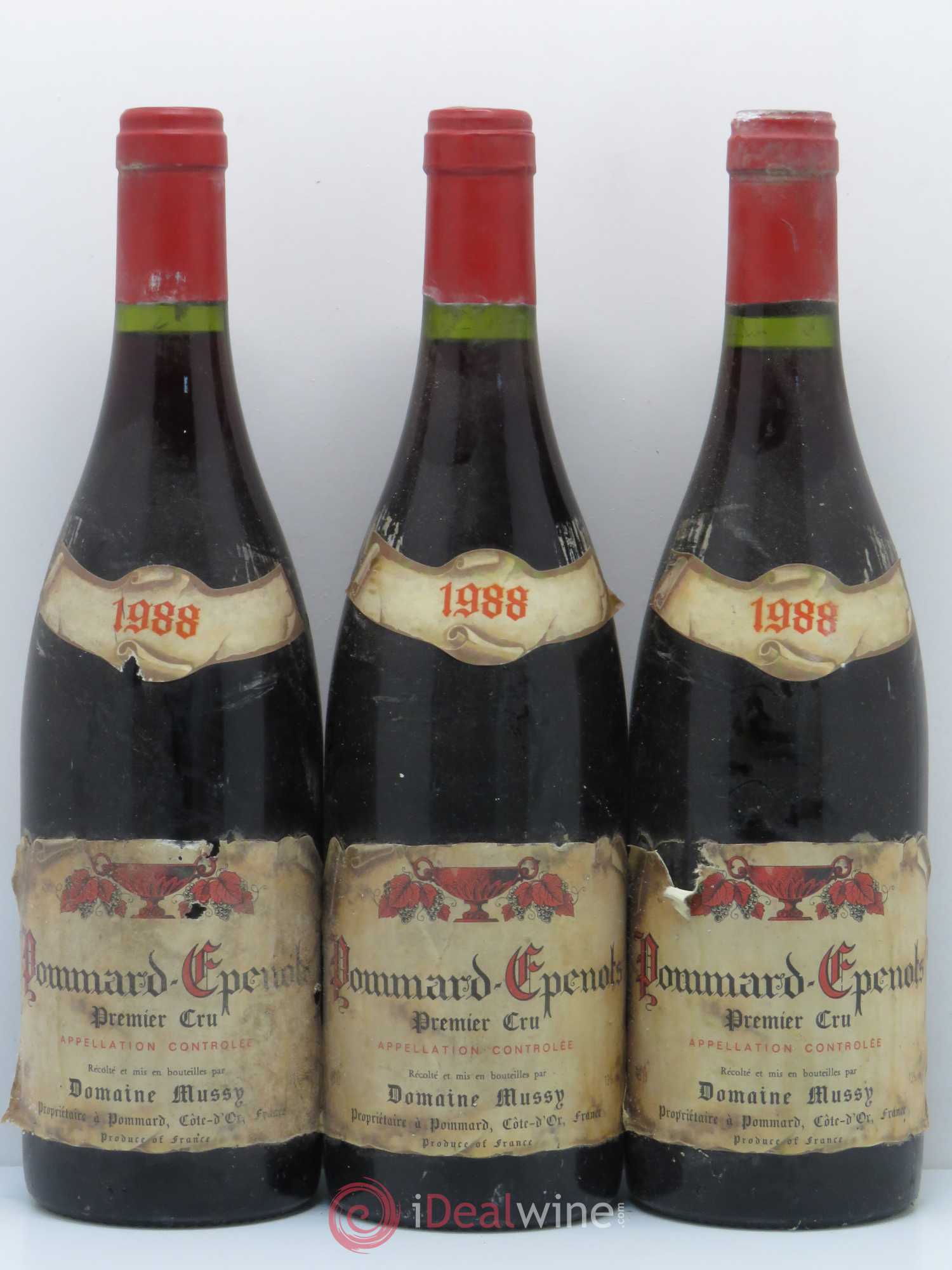 Pommard 1er Cru Epenots - Domaine Mussy 1988 - Posten von 3 Flaschen - 0